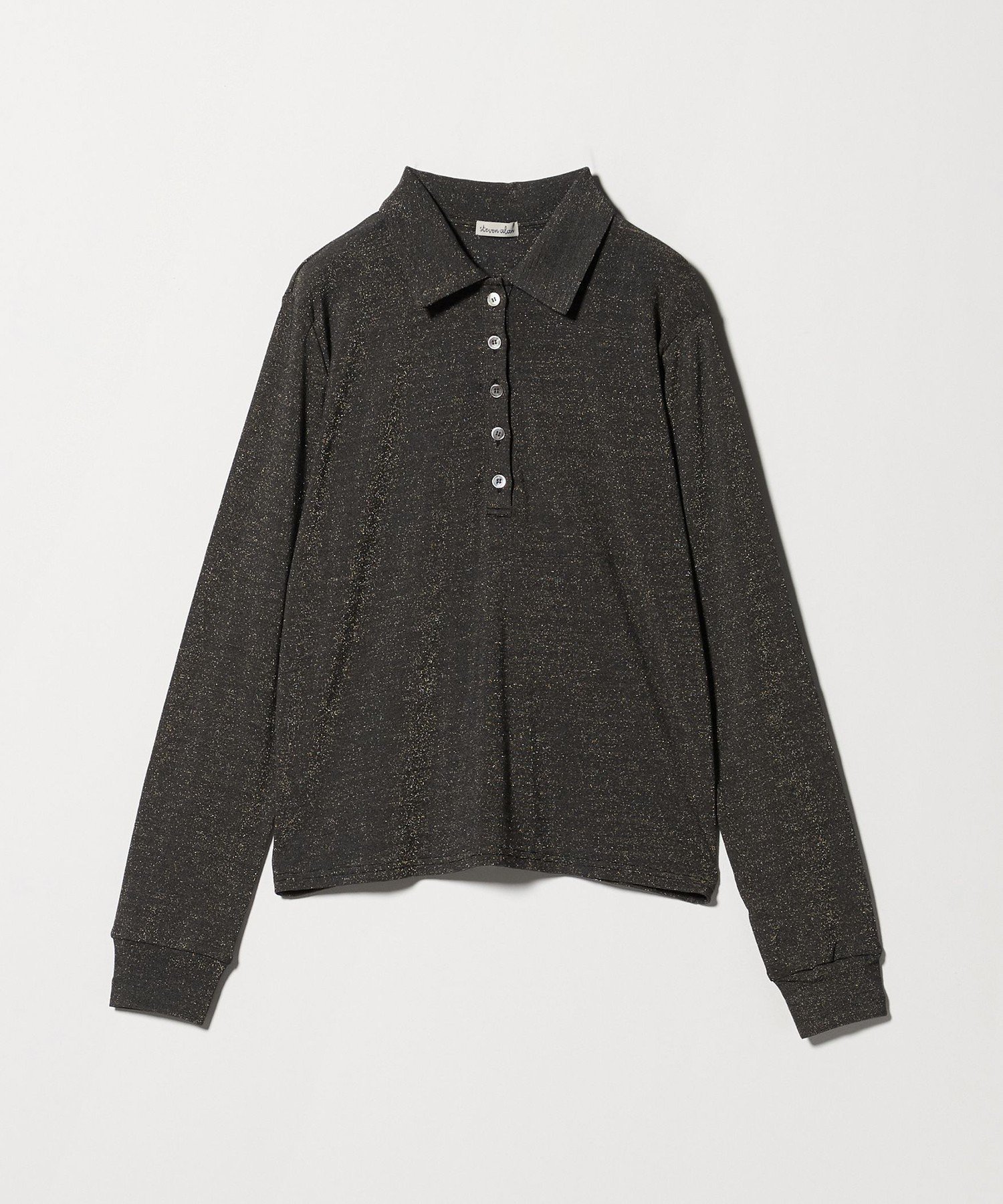【ビューティ&ユース ユナイテッドアローズ/BEAUTY&YOUTH / UNITED ARROWS】のSteven Alan ラメ ジャージー ポロカットソー インテリア・キッズ・メンズ・レディースファッション・服の通販 founy(ファニー) 　ファッション　Fashion　レディースファッション　Fashion for Women　トップス・カットソー　Cut & Sew Tops　カットソー・ベーシックTシャツ　Cut-and-Sewn Tops / Stretch Tees & Basics　インナー　Innerwear　ポロシャツ　Polo Shirt, Collared Tee　BLACK|ID: prp329100004636444 ipo3291000000033403469