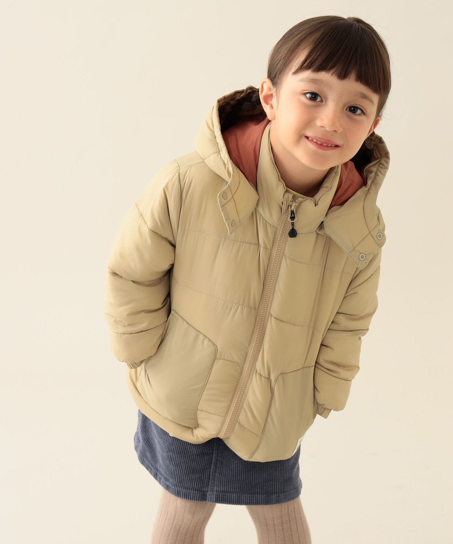 【ビームス ミニ/BEAMS mini / KIDS】の機能綿 フード ブルゾン 2025FW(90~150cm) インテリア・キッズ・メンズ・レディースファッション・服の通販 founy(ファニー) 　ファッション　Fashion　キッズファッション　Fashion for Kids　ブルゾン　Blouson, Bomber Jacket　冬　Winter / This Winter　LIGHT BEIGE/PINK|ID: prp329100004636516 ipo3291000000033470849