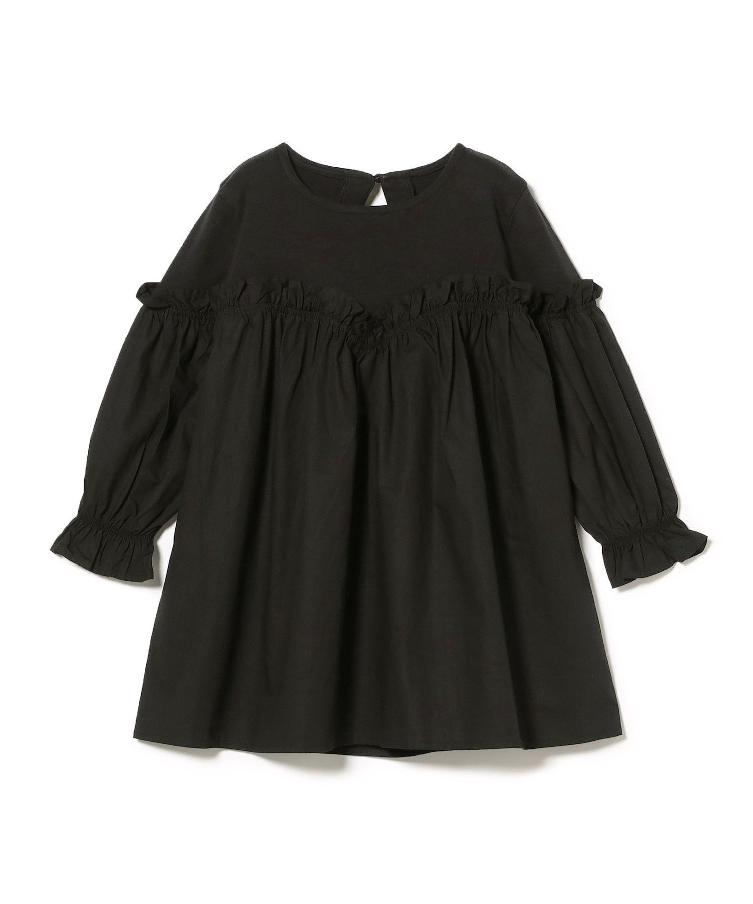 【ビームス/BEAMS / KIDS】の切替 フリルワンピース(90~140cm) インテリア・キッズ・メンズ・レディースファッション・服の通販 founy(ファニー) 　ファッション　Fashion　キッズファッション　Fashion for Kids　ワンピース　Dresses　カーディガン　Cardigan, Knitwear　ガーリー　Girly, Feminine Style　フリル　Frill, Ruffle　フレア　Flare, Flared　レギンス　Leggings, Stretch Pants　切替　Switching, Contrast Panel　BLACK|ID: prp329100004636530 ipo3291000000033405290