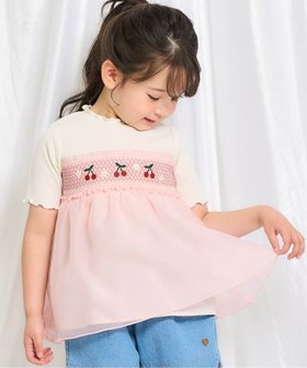 【エフオー オンラインストア/F.O.Online Store / KIDS】のフルーツ刺繍ドッキングトップス 人気、トレンドファッション・服の通販 founy(ファニー) ファッション Fashion キッズファッション Fashion for Kids トップス・カットソー Cut & Sew Tops 半袖 Short Sleeve, Half Sleeve |ID:prp329100004636569