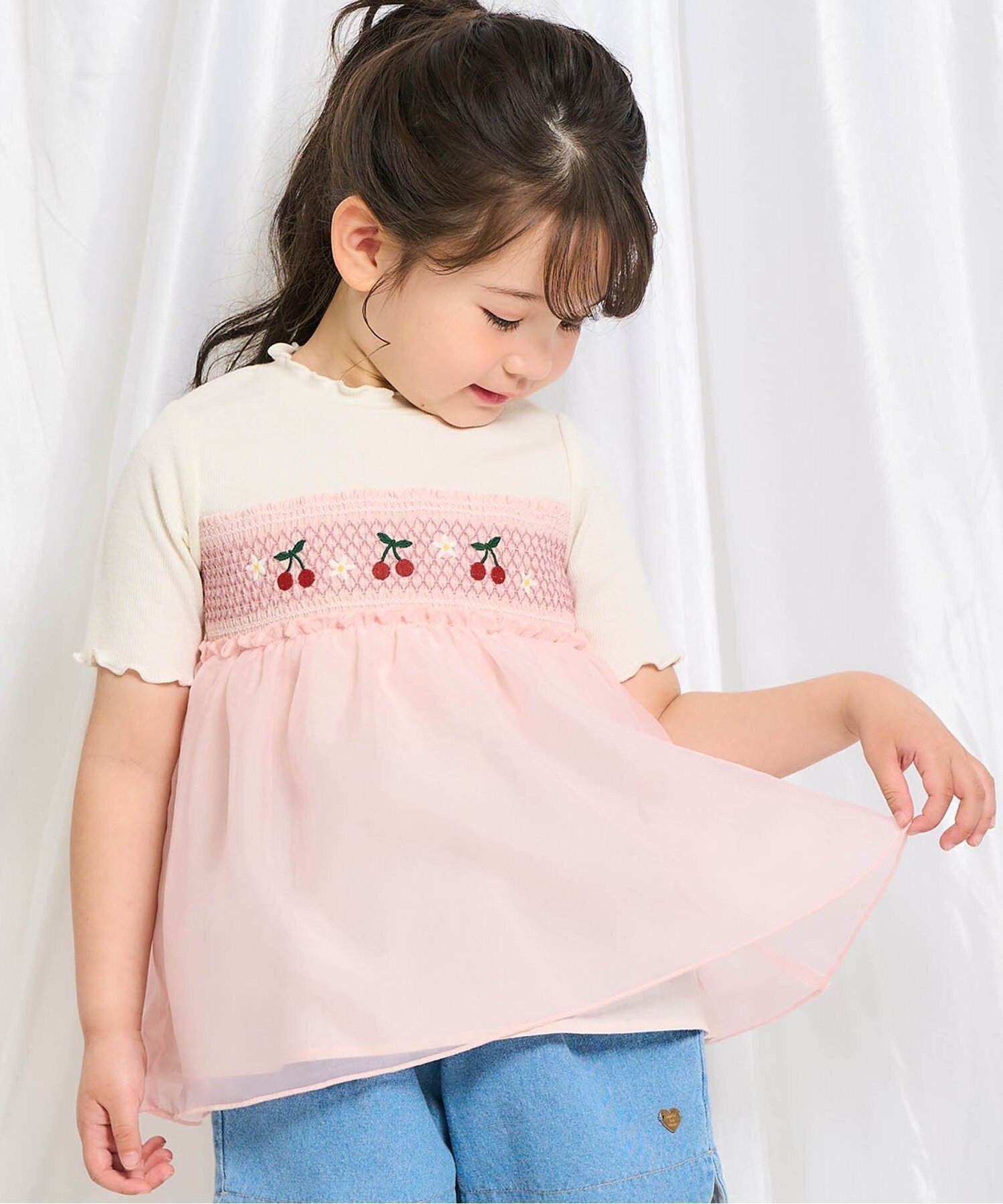 【エフオー オンラインストア/F.O.Online Store / KIDS】のフルーツ刺繍ドッキングトップス 人気、トレンドファッション・服の通販 founy(ファニー) 　ファッション　Fashion　キッズファッション　Fashion for Kids　トップス・カットソー　Cut & Sew Tops　半袖　Short Sleeve, Half Sleeve　 other-1|ID: prp329100004636569 ipo3291000000033493722
