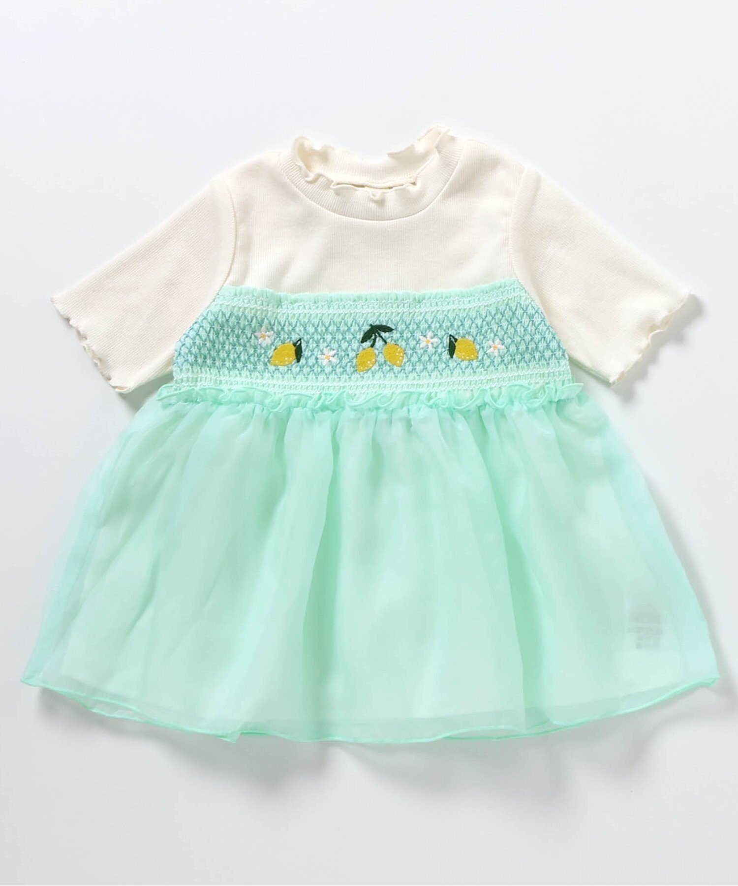 【エフオー オンラインストア/F.O.Online Store / KIDS】のフルーツ刺繍ドッキングトップス インテリア・キッズ・メンズ・レディースファッション・服の通販 founy(ファニー) 　ファッション　Fashion　キッズファッション　Fashion for Kids　トップス・カットソー　Cut & Sew Tops　半袖　Short Sleeve, Half Sleeve　ミント|ID: prp329100004636569 ipo3291000000033493726