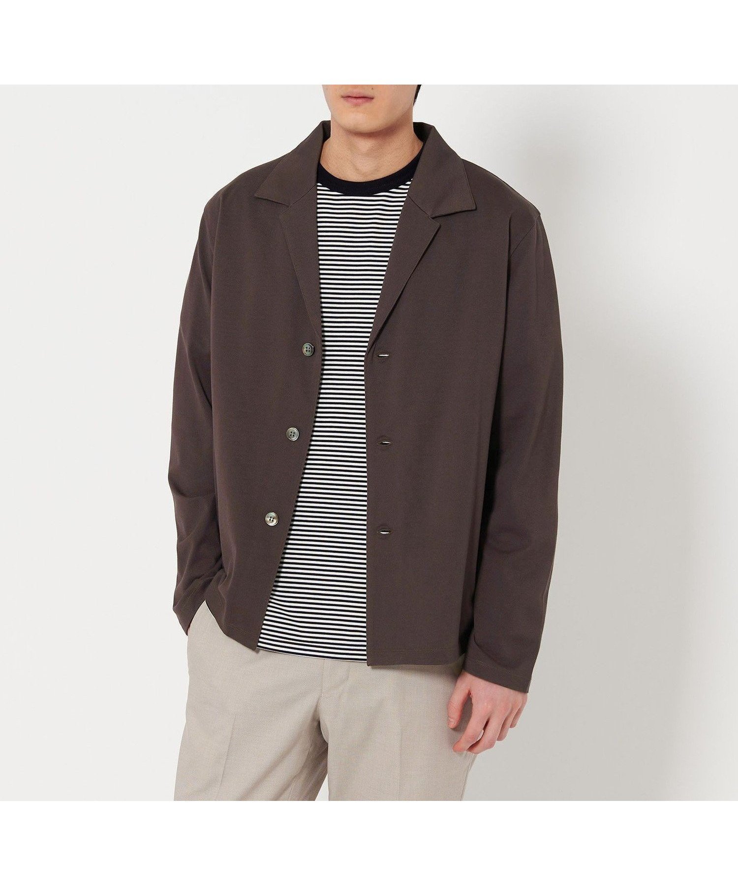 【ユナイテッドアローズ/UNITED ARROWS / MEN】の【別注】 nomiamo カノコ カットソージャケット インテリア・キッズ・メンズ・レディースファッション・服の通販 founy(ファニー) 　ファッション　Fashion　メンズファッション　Fashion for Men　トップス・カットソー　Cut & Sew Tops　おすすめ　Recommended / Our Picks　なめらか　Smooth, Silky Texture　イタリア　Italy　シルク　Silk, 100% Silk　シルケット　Silket, Silky Cotton　シンプル　Simple, Minimal　ビジネス 仕事 通勤　Business / Work / Commuting　リラックス　Relax, Relaxed Fit　エレガント 上品　Elegant　別注　Limited Edition, Custom Order　鹿の子　Piqué, Kanoko Fabric　DK.BROWN|ID: prp329100004636903 ipo3291000000033410639