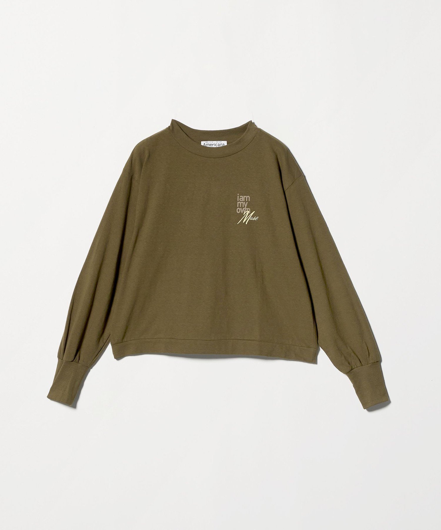 【ビューティ&ユース ユナイテッドアローズ/BEAUTY&YOUTH / UNITED ARROWS】の【別注】 Americana ロゴロングスリーブTシャツ インテリア・キッズ・メンズ・レディースファッション・服の通販 founy(ファニー) 　ファッション　Fashion　レディースファッション　Fashion for Women　トップス・カットソー　Cut & Sew Tops　シャツ・ブラウス・オフィスカジュアル　Elegant Blouses & Button-Ups　ロングTシャツ・Tシャツ　Longline T-Shirts & Tees　おすすめ　Recommended / Our Picks　とろみ　Fluid, Flowy Fabric　グラフィック　Graphic, Graphic Design　スタンダード　Standard, Basic　スポーツ　Sports, Activewear　スラックス　Slacks, Dress Pants　スリーブ　Sleeve, Long Sleeve / Short Sleeve　トレンド　Trend, Trending Now　バランス　Balance, Style Balance　ボトム　Bottoms, Lower Wear　ミリタリー　Military, Army Style　メンズ　Men's, Menswear　ワイド　Wide, Wide Fit　ワーク　Workwear, Utility Style　別注　Limited Edition, Custom Order　夏　Summer　定番　Standard, Basic Item　春　Spring　S/S・春夏　SS, Spring/Summer, Warm Season　OLIVE|ID: prp329100004636918 ipo3291000000033410930