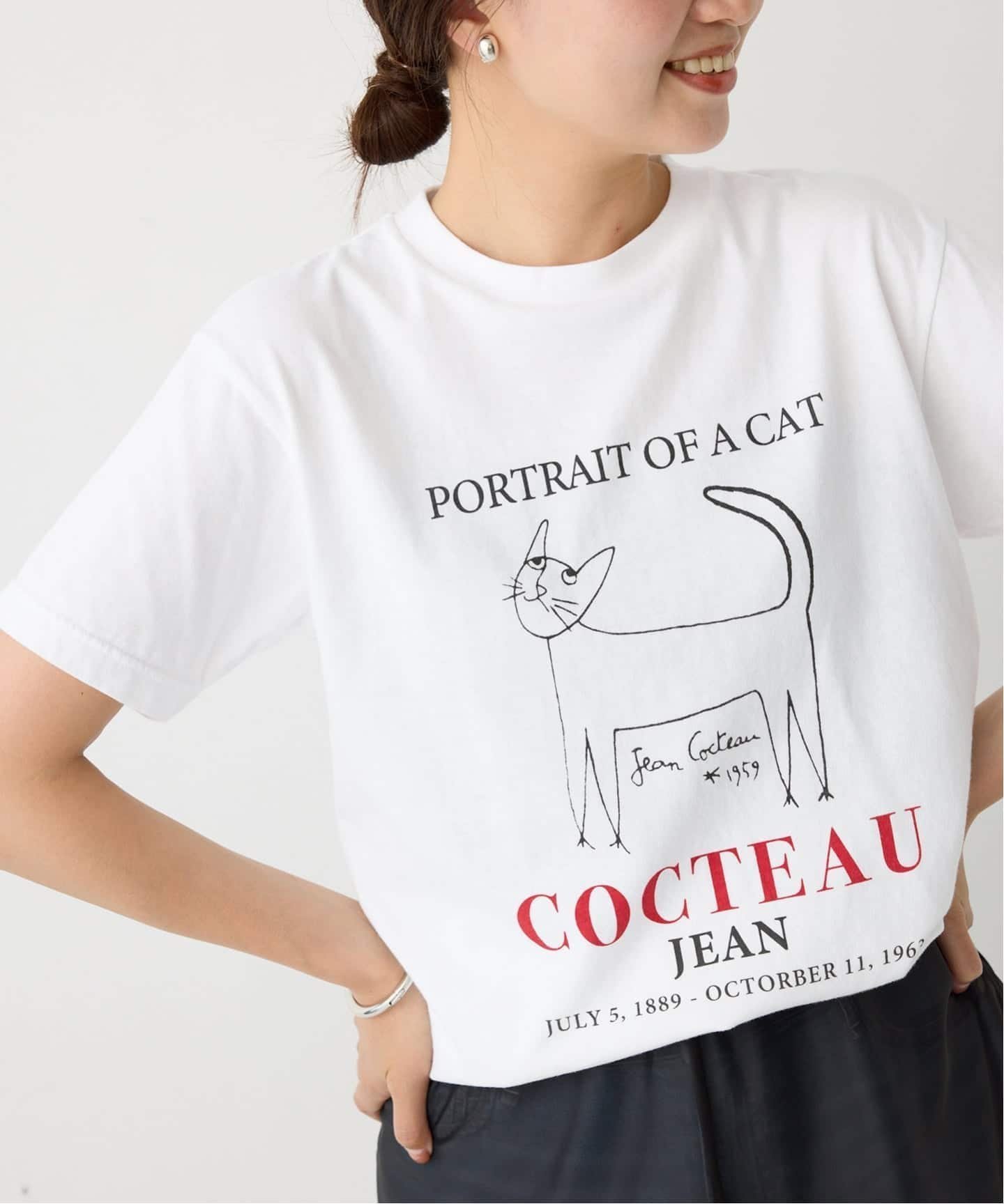 【イエナ/IENA】のTHE CULTURE CODE * Jean Cocteau 別注 CAT Tシャツ インテリア・キッズ・メンズ・レディースファッション・服の通販 founy(ファニー) 　ファッション　Fashion　レディースファッション　Fashion for Women　トップス・カットソー　Cut & Sew Tops　シャツ・ブラウス・オフィスカジュアル　Elegant Blouses & Button-Ups　ロングTシャツ・Tシャツ　Longline T-Shirts & Tees　イラスト　Illustration　インナー　Innerwear　クラシック　Classic, Timeless Style　シンプル　Simple, Minimal　ジャケット　Jacket, Outerwear　デニム　Denim, Jeans Material　猫　Cat, Kitty　フレンチ　French, French Style　フロント　Front, Front Design　別注　Limited Edition, Custom Order　モノトーン　Monotone, Black and White　ホワイト|ID: prp329100004636993 ipo3291000000033606174