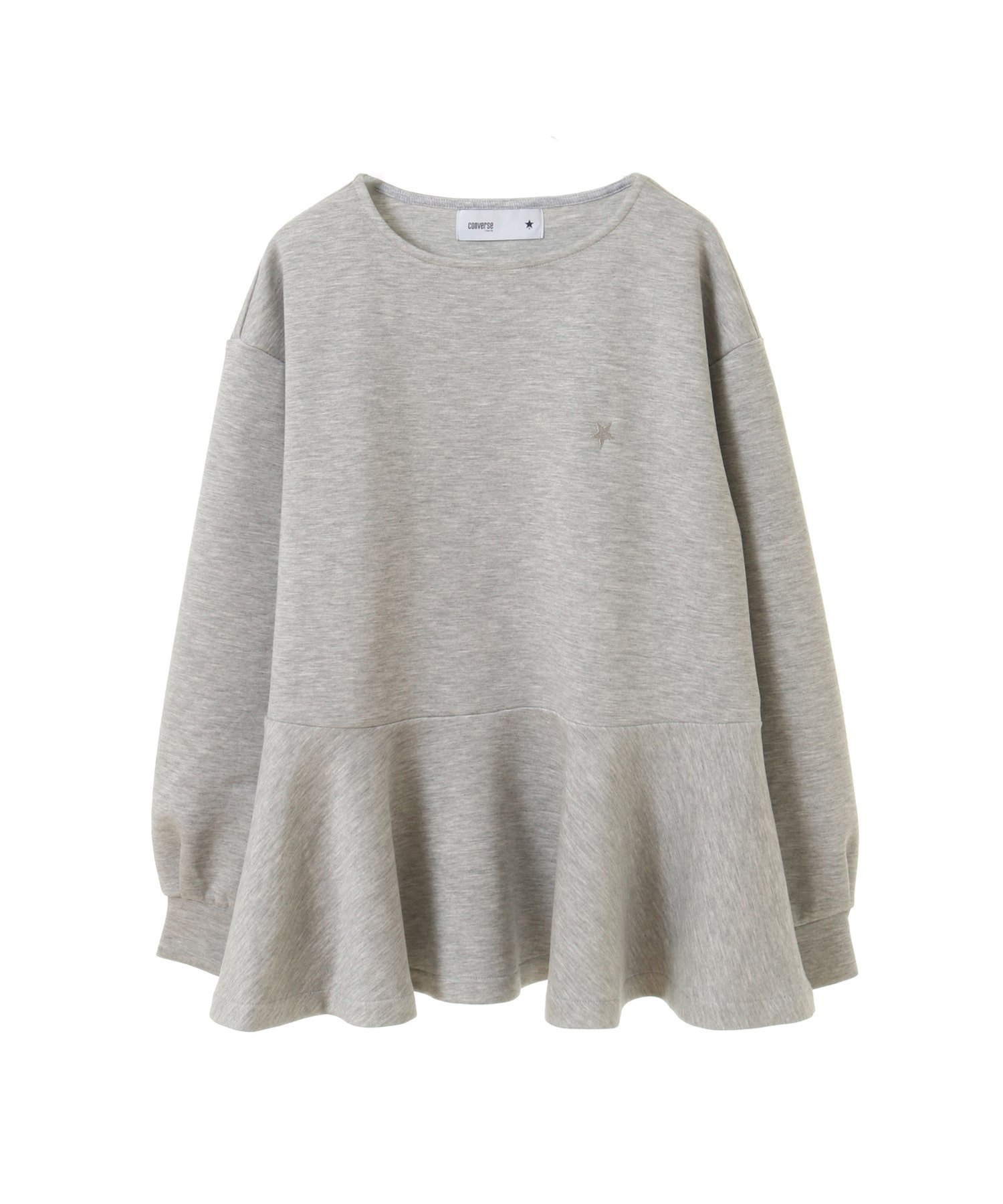 【コンバーストウキョウ/CONVERSE TOKYO】のPEPLUM PULLOVER SWEAT インテリア・キッズ・メンズ・レディースファッション・服の通販 founy(ファニー) 　ファッション　Fashion　レディースファッション　Fashion for Women　トップス・カットソー　Cut & Sew Tops　レディースパーカー・カジュアルフーディー　Casual Hoodies & Sweatshirts　カジュアルプルオーバー・ニットトップス　Pullovers & Knit Tops / Casual Pullovers　スウェット・クルーネックトップス　Sweatshirts & Crewnecks / Relaxed Fit Sweat Tops　おすすめ　Recommended / Our Picks　スラックス　Slacks, Dress Pants　タイトスカート　Pencil Skirt, Tight Skirt　ワンポイント　One Point, Statement Accent　グレー|ID: prp329100004637128 ipo3291000000033548358