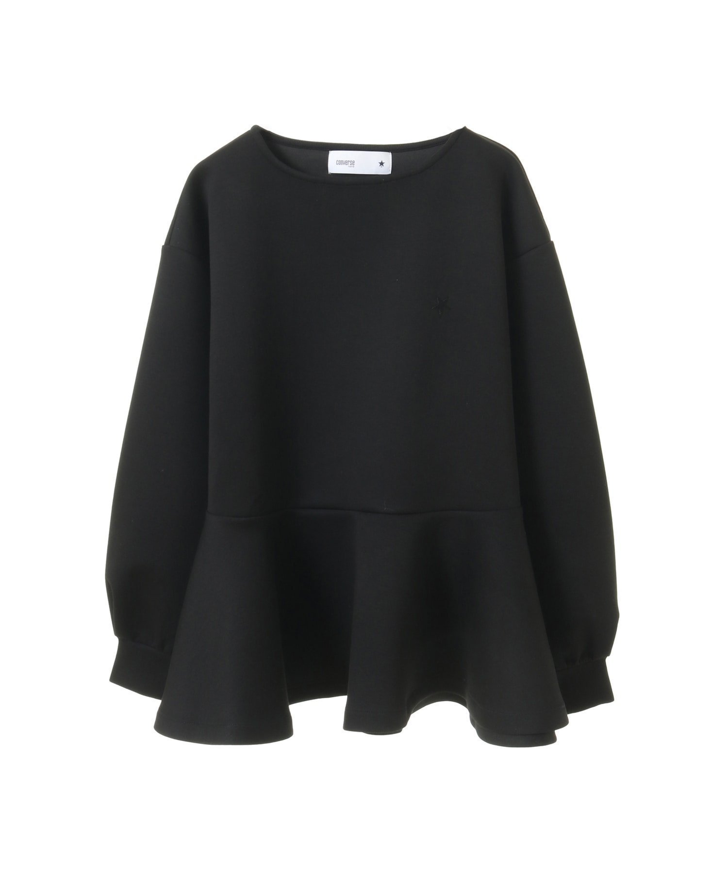 【コンバーストウキョウ/CONVERSE TOKYO】のPEPLUM PULLOVER SWEAT インテリア・キッズ・メンズ・レディースファッション・服の通販 founy(ファニー) 　ファッション　Fashion　レディースファッション　Fashion for Women　トップス・カットソー　Cut & Sew Tops　レディースパーカー・カジュアルフーディー　Casual Hoodies & Sweatshirts　カジュアルプルオーバー・ニットトップス　Pullovers & Knit Tops / Casual Pullovers　スウェット・クルーネックトップス　Sweatshirts & Crewnecks / Relaxed Fit Sweat Tops　おすすめ　Recommended / Our Picks　スラックス　Slacks, Dress Pants　タイトスカート　Pencil Skirt, Tight Skirt　ワンポイント　One Point, Statement Accent　ブラック|ID: prp329100004637128 ipo3291000000033548361