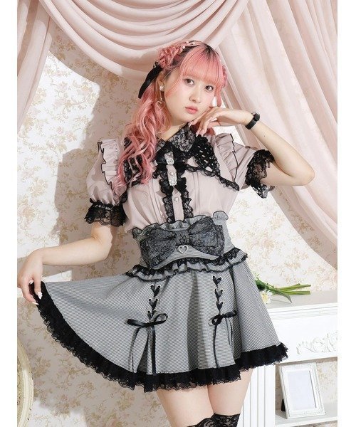 【ノエミ/NOEMIE】のキラキラリボンレースアップブラウス インテリア・キッズ・メンズ・レディースファッション・服の通販 founy(ファニー) 　ファッション　Fashion　レディースファッション　Fashion for Women　トップス・カットソー　Cut & Sew Tops　シャツ・ブラウス・オフィスカジュアル　Elegant Blouses & Button-Ups　ピンク|ID: prp329100004637186 ipo3291000000033414886