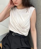 【カプリシューレマージュ/CAPRICIEUX LEMAGE】の【高見え素材/ウエスト周りカバー】ツイストドレープTシャツ エクリュ|ID: prp329100004637201 ipo3291000000033833236