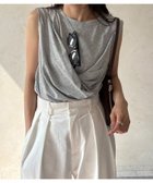 【カプリシューレマージュ/CAPRICIEUX LEMAGE】の【高見え素材/ウエスト周りカバー】ツイストドレープTシャツ グレー|ID: prp329100004637201 ipo3291000000033833238