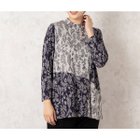【ミゼール/MISSEL】のボタニカル柄 バイカラーカットソー 人気、トレンドファッション・服の通販 founy(ファニー) ファッション Fashion レディースファッション Fashion for Women トップス・カットソー Cut & Sew Tops カットソー・ベーシックTシャツ Cut-and-Sewn Tops / Stretch Tees & Basics カットソー Cut and Sewn Top ジャカード／ジャガード Jacquard, Woven Pattern パッチワーク Patchwork, Mixed Fabric ボタニカル Botanical, Floral Pattern 日本製 Made In Japan 洗える Machine Washable thumbnail ダークブルー|ID: prp329100004637224 ipo3291000000033415595