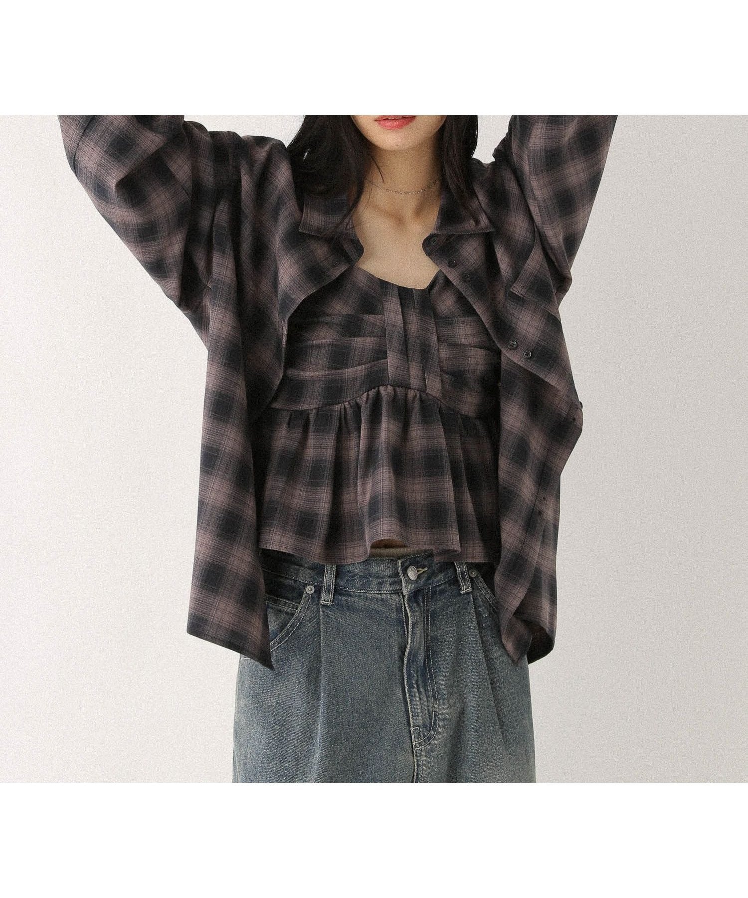 【ヘザー/Heather】のオンブレチェックシャツ インテリア・キッズ・メンズ・レディースファッション・服の通販 founy(ファニー) 　ファッション　Fashion　レディースファッション　Fashion for Women　トップス・カットソー　Cut & Sew Tops　シャツ・ブラウス・オフィスカジュアル　Elegant Blouses & Button-Ups　おすすめ　Recommended / Our Picks　インナー　Innerwear　デニム　Denim, Jeans Material　バランス　Balance, Style Balance　グレー系|ID: prp329100004637234 ipo3291000000033415901