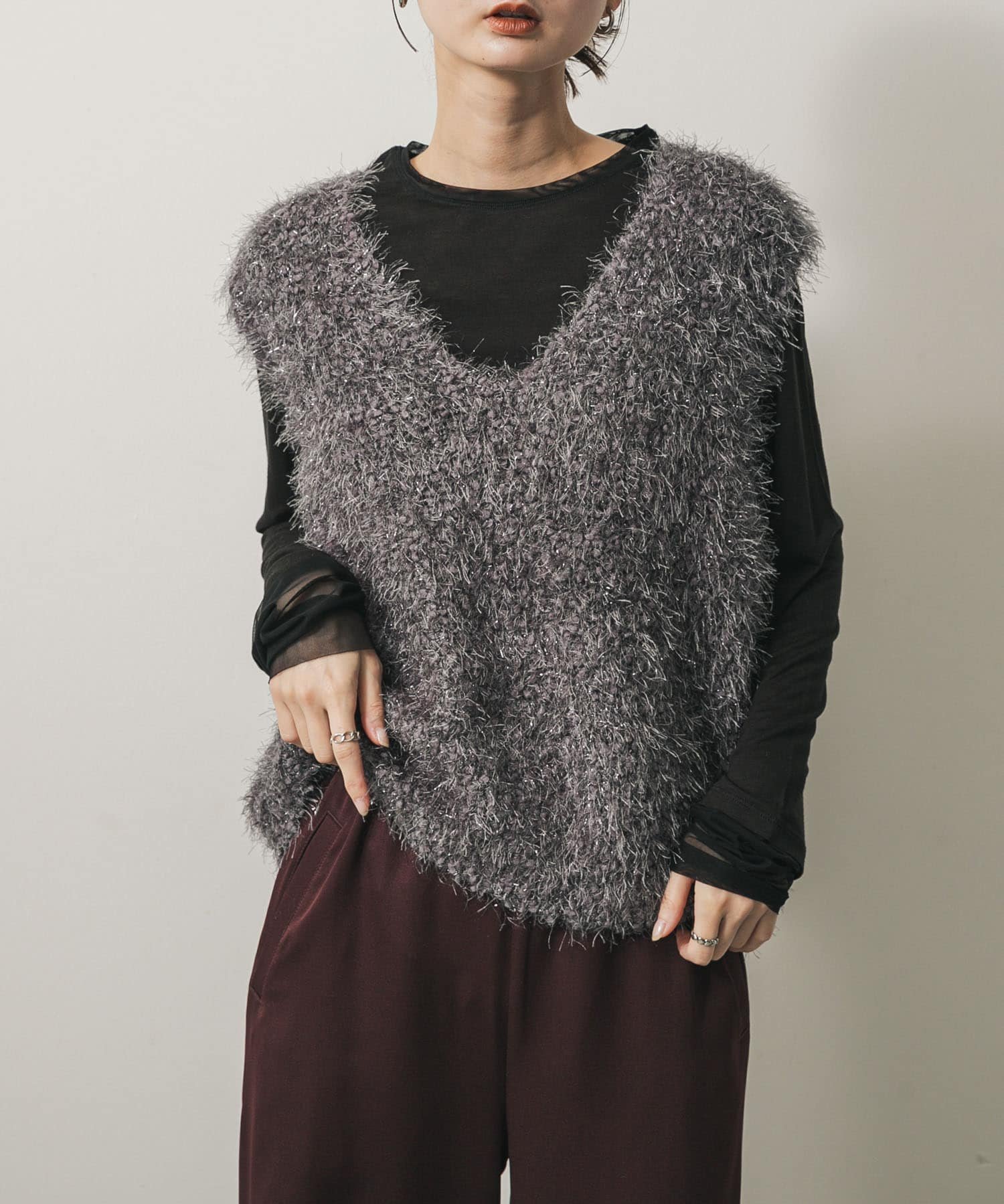 【センスオブプレイス/SENSE OF PLACE by URBAN RESEARCH】のモールフェザーニットベスト 人気、トレンドファッション・服の通販 founy(ファニー) 　ファッション　Fashion　レディースファッション　Fashion for Women　アウター　Coat / Outerwear Collection　トップス・カットソー　Cut & Sew Tops　ニット　Knit Tops & Sweaters　ベスト&ジレ / 重ね着スタイル　Vests & Gilets　2025年　2025　2025-2026秋冬・A/W　Autumn/Winter 2025–26 AW25–26　冬　Winter / This Winter　シンプル　Simple, Minimal　フェザー　Feather, Feather Detail　ベスト　Vest, Waistcoat　ミックス　Mix, Mixed Style　A/W・秋冬　Autumn/Winter　 other-1|ID: prp329100004637276 ipo3291000000034681161