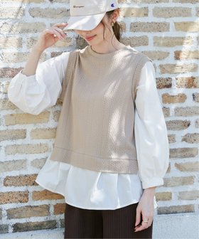 【イッカ/ikka】の【親子コーデ】ケーブル柄レイヤードプルオーバー 人気、トレンドファッション・服の通販 founy(ファニー) ファッション Fashion レディースファッション Fashion for Women トップス・カットソー Cut & Sew Tops カジュアルプルオーバー・ニットトップス Pullovers & Knit Tops / Casual Pullovers おすすめ Recommended / Our Picks カットソー Cut and Sewn Top カフス Cuff Design ストライプ Stripe, Striped Pattern バランス Balance, Style Balance ベスト Vest, Waistcoat |ID:prp329100004637310