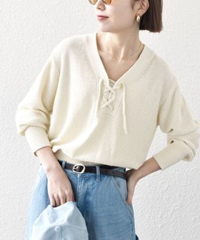 【シップス フォー ウィメン/SHIPS】のSHIPS any シルク コットン レースアップ ニット プルオーバー 人気、トレンドファッション・服の通販 founy(ファニー) ファッション Fashion レディースファッション Fashion for Women トップス・カットソー Cut & Sew Tops ニット Knit Tops & Sweaters カジュアルプルオーバー・ニットトップス Pullovers & Knit Tops / Casual Pullovers 2025年 2025 2025春夏・S/S Spring/Summer 2025 SS25 シルク Silk, 100% Silk ベーシック Basic, Essential ボトム Bottoms, Lower Wear レース Lace, Lace Fabric 吸水 Absorbent, Quick-Dry 春 Spring |ID:prp329100004637323