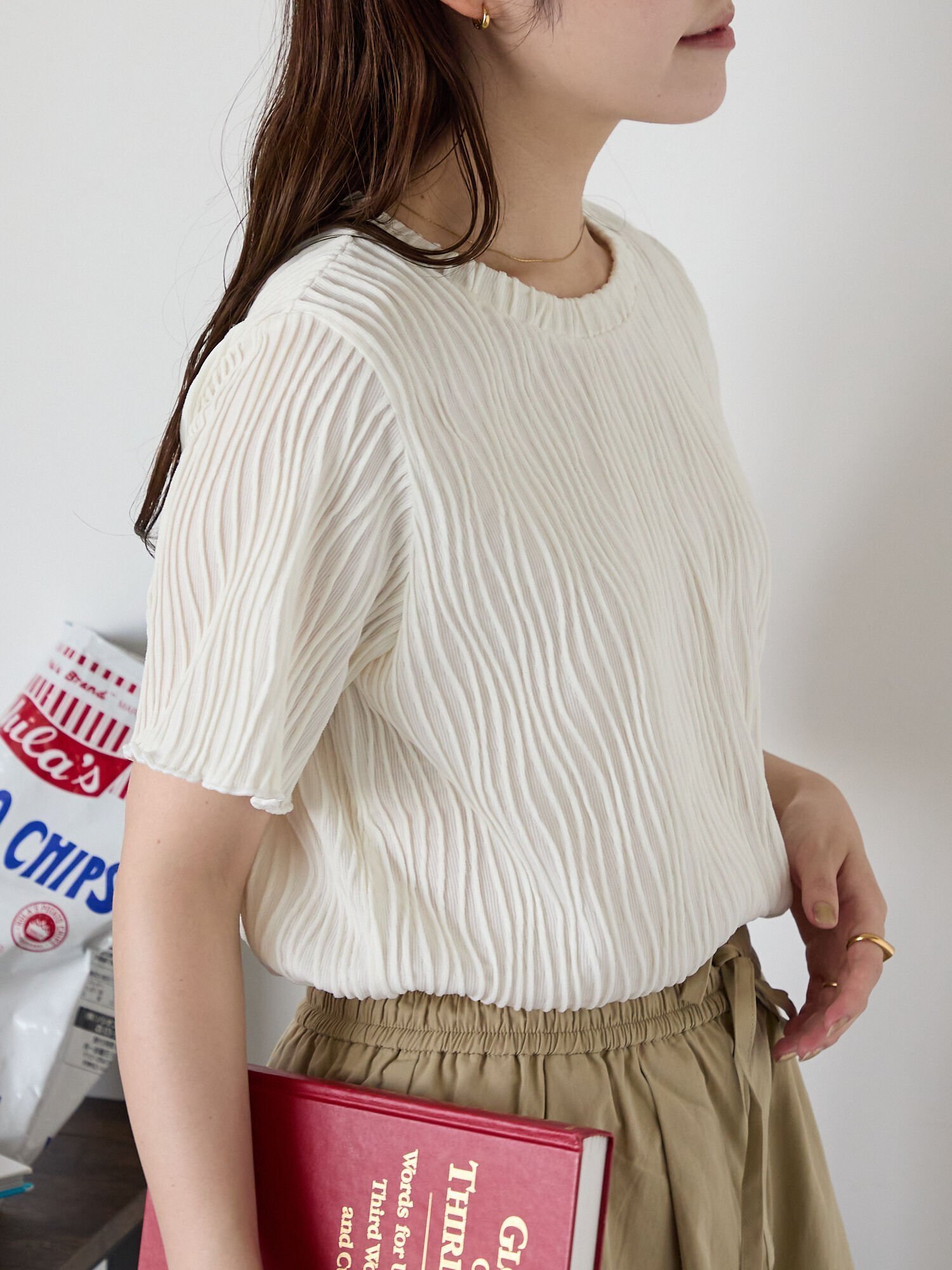 【エヘカソポ/ehka sopo】のジャガードカットソー インテリア・キッズ・メンズ・レディースファッション・服の通販 founy(ファニー) 　ファッション　Fashion　レディースファッション　Fashion for Women　トップス・カットソー　Cut & Sew Tops　カットソー・ベーシックTシャツ　Cut-and-Sewn Tops / Stretch Tees & Basics　インナー　Innerwear　カットソー　Cut and Sewn Top　シンプル　Simple, Minimal　ジャカード／ジャガード　Jacquard, Woven Pattern　キナリ|ID: prp329100004637343 ipo3291000000033597029