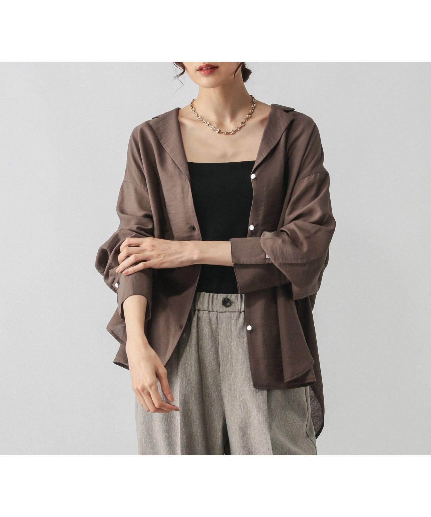 【グローバルワーク/GLOBAL WORK】のシャツジャケット/577701 インテリア・キッズ・メンズ・レディースファッション・服の通販 founy(ファニー) 　ファッション　Fashion　レディースファッション　Fashion for Women　アウター　Coat / Outerwear Collection　レディースジャケット・軽アウター　Jackets　おすすめ　Recommended / Our Picks　カフス　Cuff Design　ショルダー　Shoulder, Shoulder Strap　ジャケット　Jacket, Outerwear　ドロップ　Drop Shoulder, Dropped Style　ボトム　Bottoms, Lower Wear　メタル　Metal, Metal Parts　ロング　Long, Long-Length　ブラウン56|ID: prp329100004637384 ipo3291000000033560326