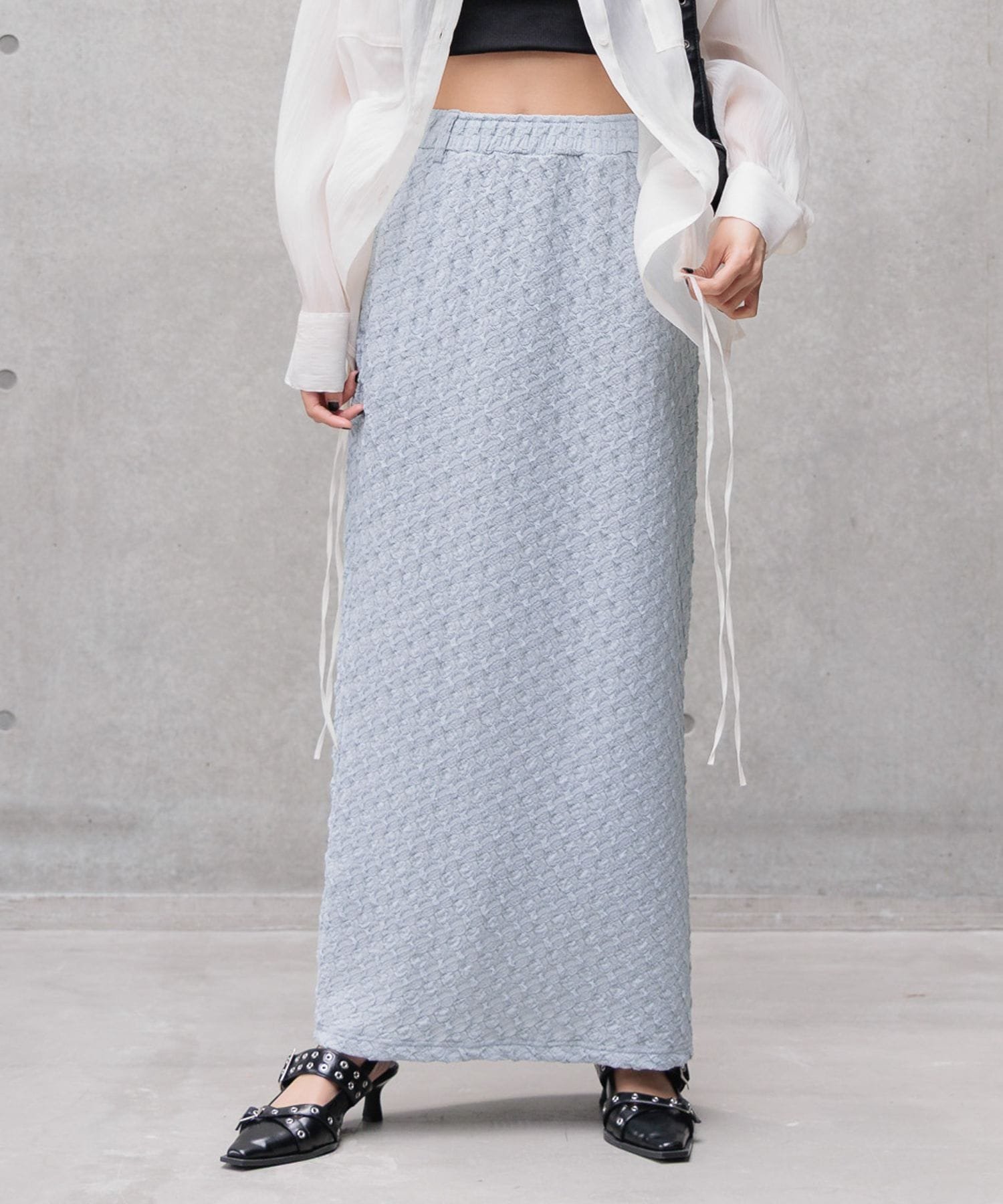 【ページボーイ/PAGEBOY】のポコポコナロースカート インテリア・キッズ・メンズ・レディースファッション・服の通販 founy(ファニー) 　ファッション　Fashion　レディースファッション　Fashion for Women　スカート　Skirts　サックス85|ID: prp329100004637579 ipo3291000000033420185
