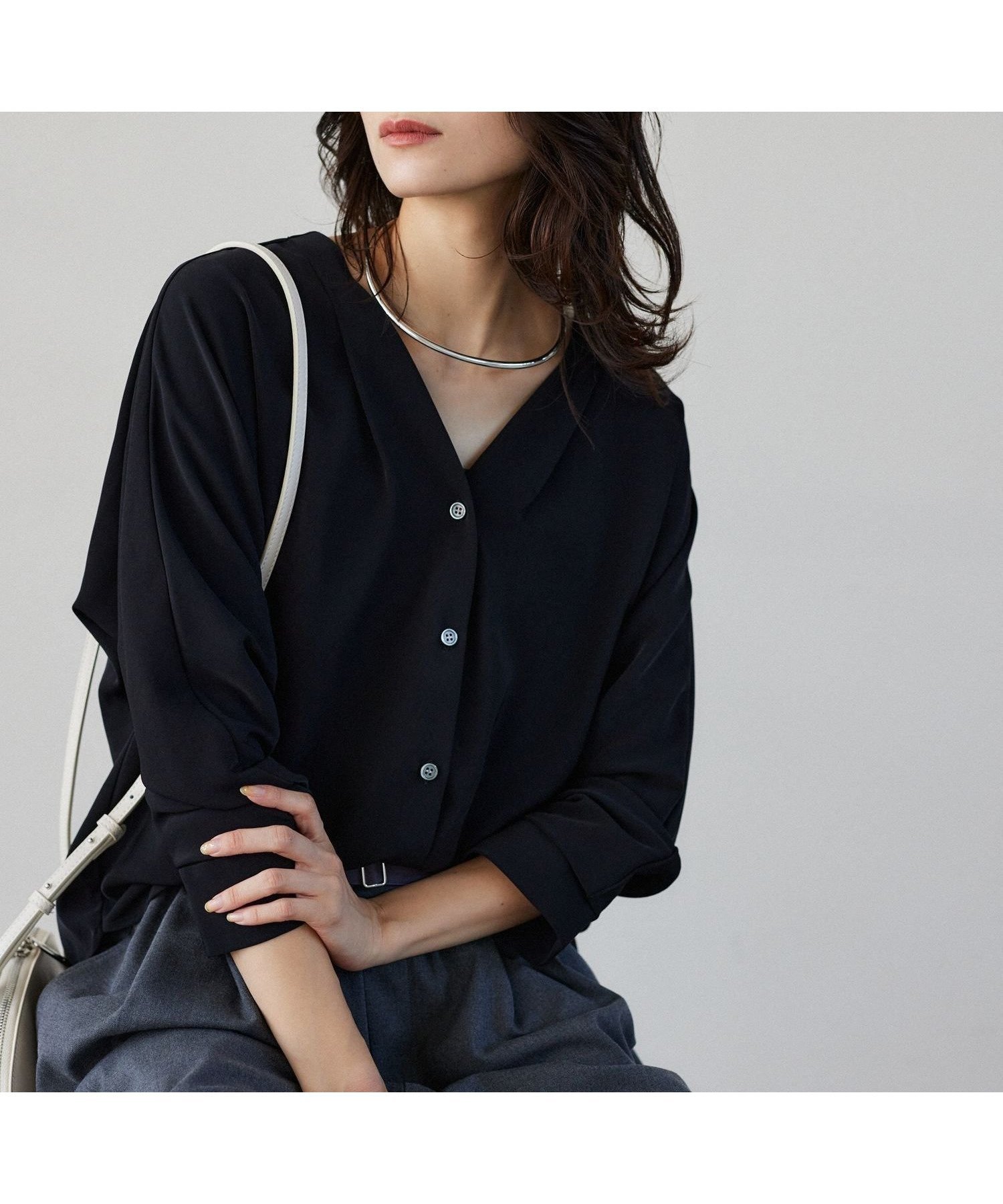 【バンヤードストーム/BARNYARDSTORM】のダブルクロスシャツカーデ セットアップ対応 インテリア・キッズ・メンズ・レディースファッション・服の通販 founy(ファニー) 　ファッション　Fashion　レディースファッション　Fashion for Women　トップス・カットソー　Cut & Sew Tops　シャツ・ブラウス・オフィスカジュアル　Elegant Blouses & Button-Ups　おすすめ　Recommended / Our Picks　とろみ　Fluid, Flowy Fabric　インナー　Innerwear　キャミソール　Camisole, Spaghetti Strap Top　ジャケット　Jacket, Outerwear　セットアップ　Set-Up, Coordinated Outfit　タンク　Tank Top, Sleeveless Top　タートルネック　Turtleneck, High Neck　ダブル　Double, Double-Breasted　デコルテ　Décolleté, Neckline　デニム　Denim, Jeans Material　ルーズ　Loose, Oversized　ヴィンテージ　Vintage Style　エレガント 上品　Elegant　人気　Popular, Best Seller　ビジネス 仕事 通勤　Business / Work / Commuting　ブラック|ID: prp329100004637582 ipo3291000000034655652