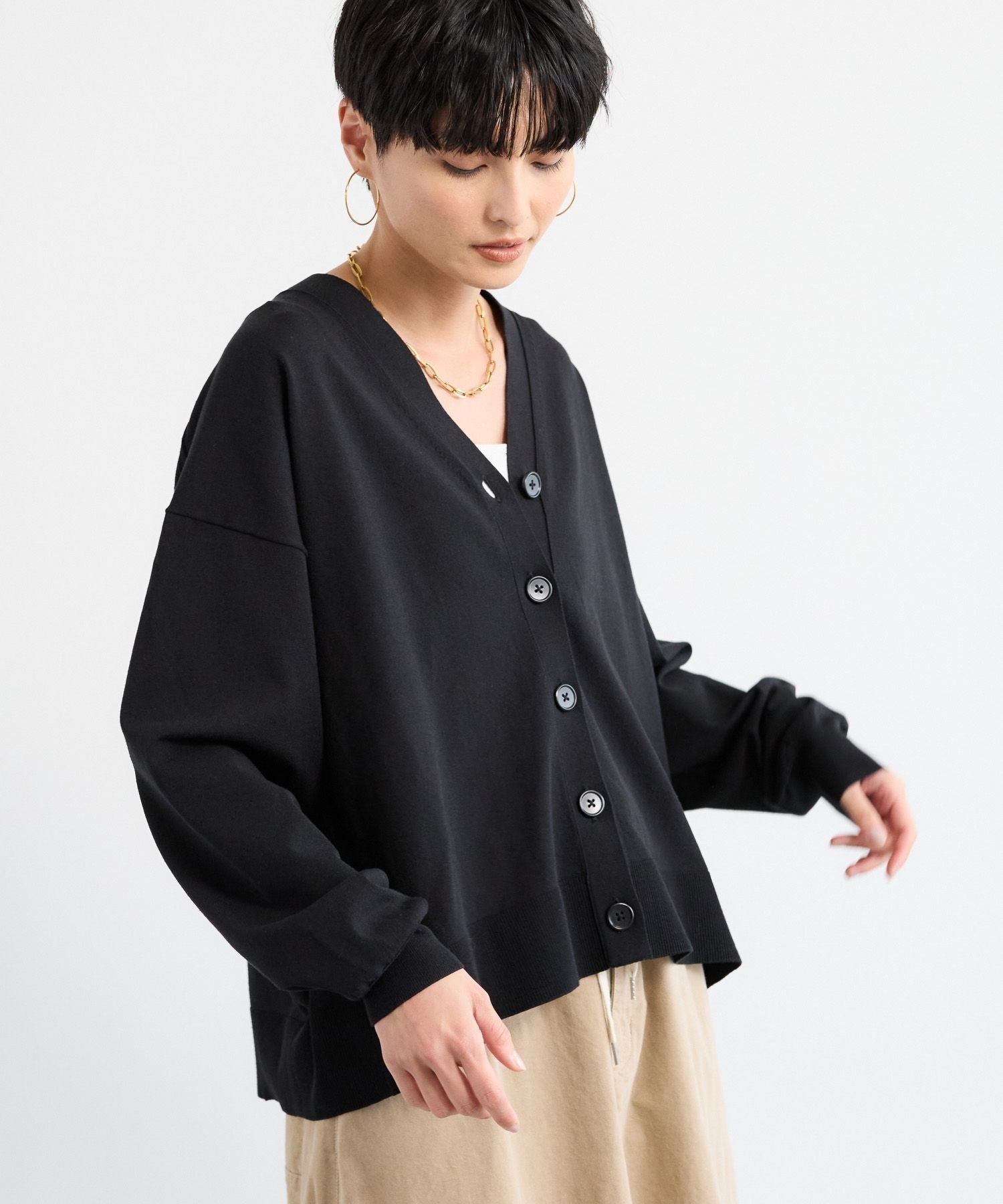 【バンヤードストーム/BARNYARDSTORM】のコットンリネンカーデ インテリア・キッズ・メンズ・レディースファッション・服の通販 founy(ファニー) 　ファッション　Fashion　レディースファッション　Fashion for Women　おすすめ　Recommended / Our Picks　カーディガン　Cardigan, Knitwear　デニム　Denim, Jeans Material　バランス　Balance, Style Balance　フリル　Frill, Ruffle　ベーシック　Basic, Essential　ボトム　Bottoms, Lower Wear　ミックス　Mix, Mixed Style　ブラック|ID: prp329100004637618 ipo3291000000033420640
