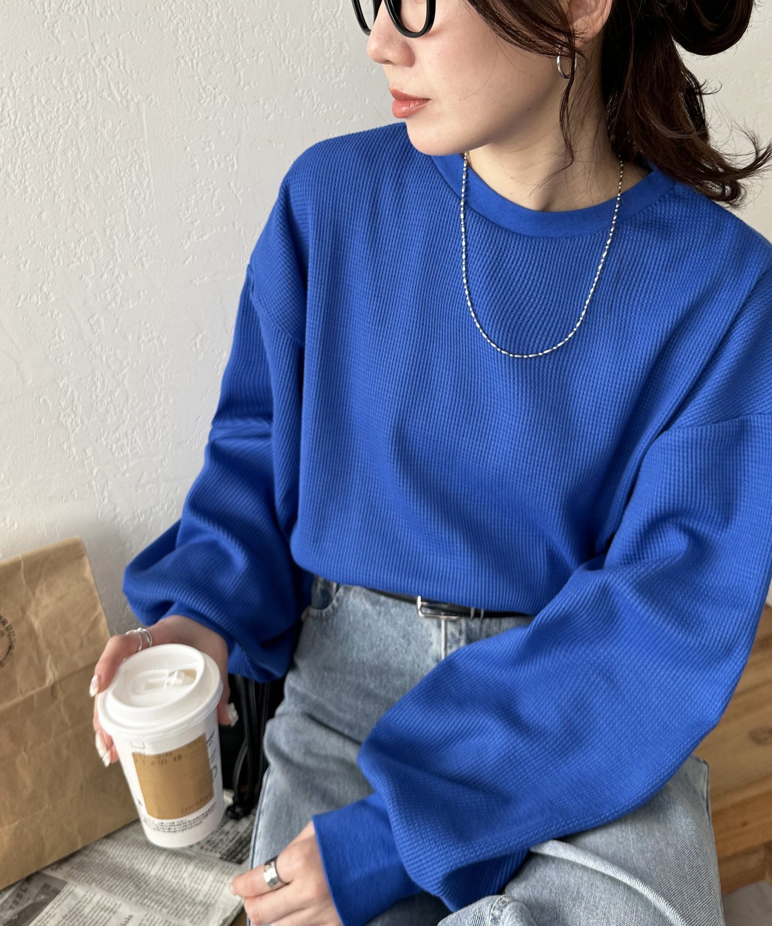 【ディスコート/Discoat】の【ベストセラー】ワッフルロングTシャツ《WEB限定》 インテリア・キッズ・メンズ・レディースファッション・服の通販 founy(ファニー) 　ファッション　Fashion　レディースファッション　Fashion for Women　アウター　Coat / Outerwear Collection　トップス・カットソー　Cut & Sew Tops　シャツ・ブラウス・オフィスカジュアル　Elegant Blouses & Button-Ups　ロングTシャツ・Tシャツ　Longline T-Shirts & Tees　ベスト&ジレ / 重ね着スタイル　Vests & Gilets　シンプル　Simple, Minimal　スリット　Slit, Slit Detail　ロング　Long, Long-Length　ワッフル　Waffle, Waffle Knit　スカイブルー|ID: prp329100004637648 ipo3291000000033632010
