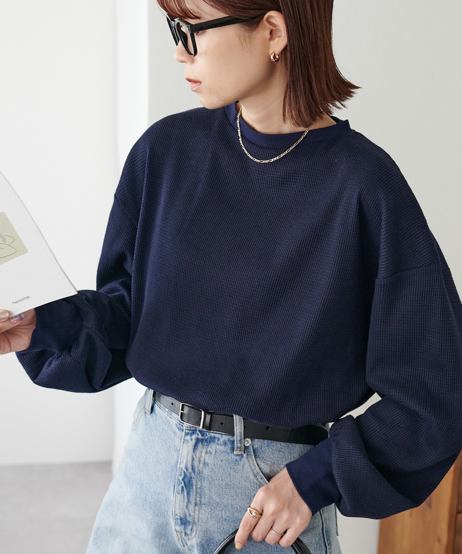 【ディスコート/Discoat】の【ベストセラー/WEB限定】ワッフルロングTシャツ インテリア・キッズ・メンズ・レディースファッション・服の通販 founy(ファニー) ファッション Fashion レディースファッション Fashion for Women アウター Coat / Outerwear Collection トップス・カットソー Cut & Sew Tops シャツ・ブラウス・オフィスカジュアル Elegant Blouses & Button-Ups ロングTシャツ・Tシャツ Longline T-Shirts & Tees ベスト&ジレ / 重ね着スタイル Vests & Gilets シンプル Simple, Minimal スリット Slit, Slit Detail ロング Long, Long-Length ワッフル Waffle, Waffle Knit ミッドナイトブルー|ID: prp329100004637648 ipo3291000000034401814