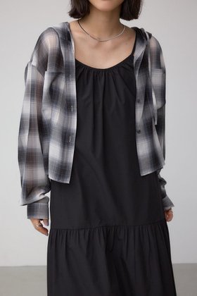 【アズール バイ マウジー/AZUL by moussy】のシアーチェックフードシャツ 人気、トレンドファッション・服の通販 founy(ファニー) ファッション Fashion レディースファッション Fashion for Women トップス・カットソー Cut & Sew Tops シャツ・ブラウス・オフィスカジュアル Elegant Blouses & Button-Ups おすすめ Recommended / Our Picks シアー Sheer, See-Through ショート Short, Short Length チェック Check, Plaid, Tartan デニム Denim, Jeans Material トレンド Trend, Trending Now 夏 Summer 羽織 Haori, Light Jacket |ID:prp329100004637678