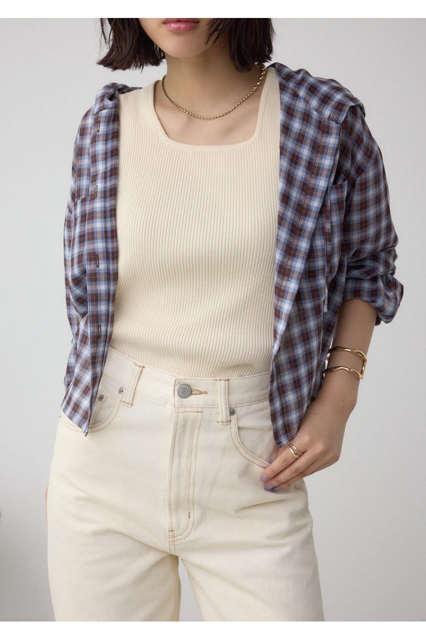 【アズール バイ マウジー/AZUL by moussy】のシアーチェックフードシャツ インテリア・キッズ・メンズ・レディースファッション・服の通販 founy(ファニー) 　ファッション　Fashion　レディースファッション　Fashion for Women　トップス・カットソー　Cut & Sew Tops　シャツ・ブラウス・オフィスカジュアル　Elegant Blouses & Button-Ups　おすすめ　Recommended / Our Picks　シアー　Sheer, See-Through　ショート　Short, Short Length　チェック　Check, Plaid, Tartan　デニム　Denim, Jeans Material　トレンド　Trend, Trending Now　夏　Summer　羽織　Haori, Light Jacket　柄BRN5|ID: prp329100004637678 ipo3291000000033605452
