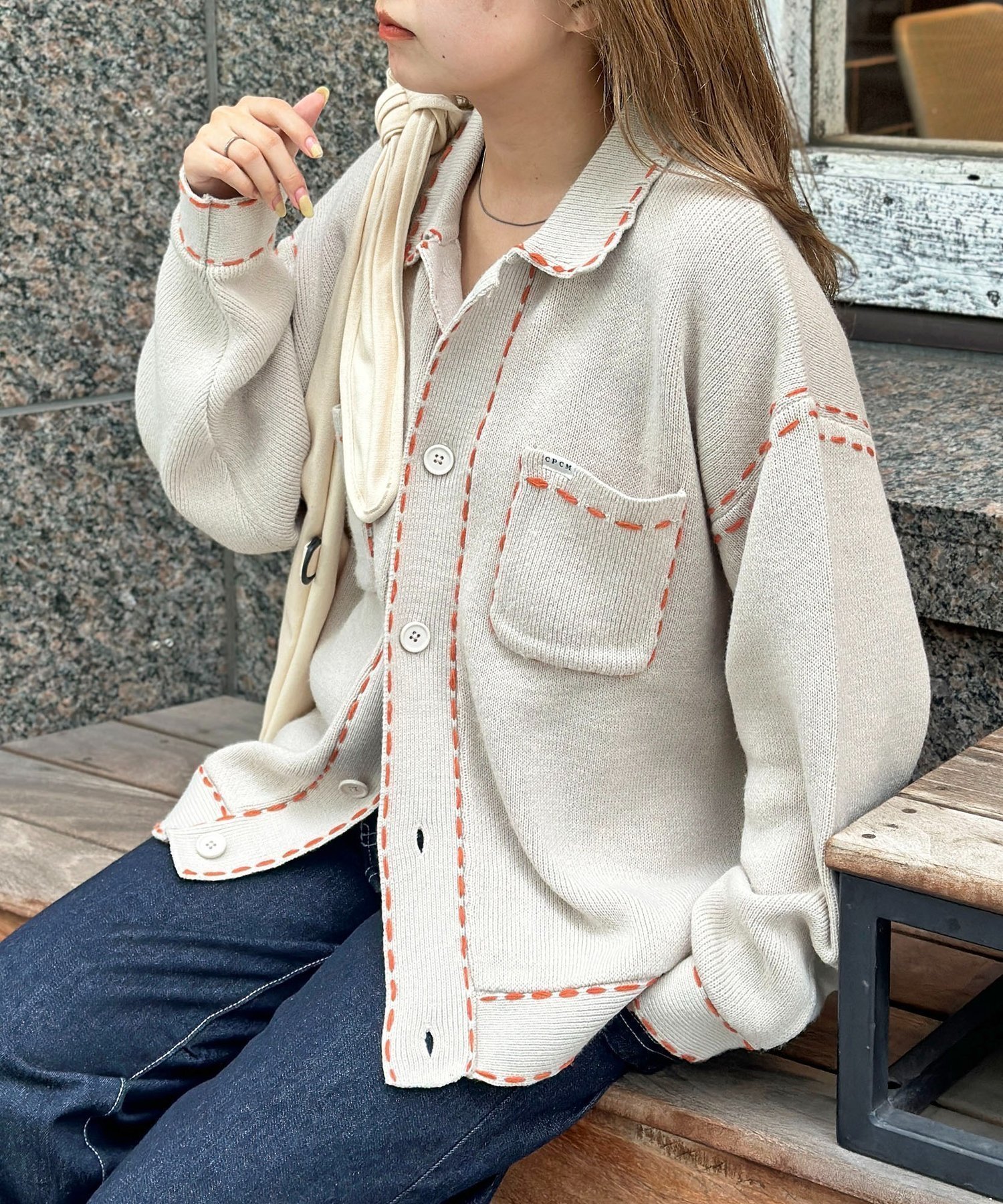 【シーピーシーエム/CPCM】のハンドステッチニットシャツ インテリア・キッズ・メンズ・レディースファッション・服の通販 founy(ファニー) 　ファッション　Fashion　レディースファッション　Fashion for Women　トップス・カットソー　Cut & Sew Tops　ニット　Knit Tops & Sweaters　シャツ・ブラウス・オフィスカジュアル　Elegant Blouses & Button-Ups　おすすめ　Recommended / Our Picks　インナー　Innerwear　スラックス　Slacks, Dress Pants　ダウン　Down, Puffer　ポケット　Pocket, Pocket Detail　秋　Autumn　アイボリー|ID: prp329100004637791 ipo3291000000033422379