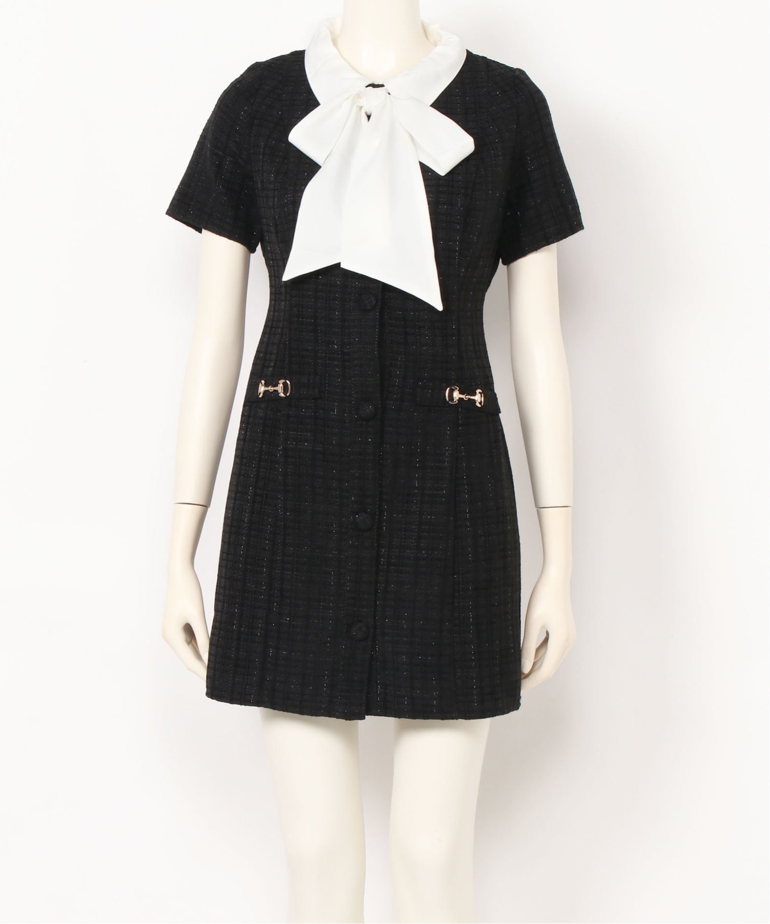 【リップサービス/LIP SERVICE】のLIP SERVICE/3wayクラシカルツイードリボンワンピース インテリア・キッズ・メンズ・レディースファッション・服の通販 founy(ファニー) 　ファッション　Fashion　レディースファッション　Fashion for Women　ワンピース　Dresses　ブラック|ID: prp329100004637950 ipo3291000000033424374