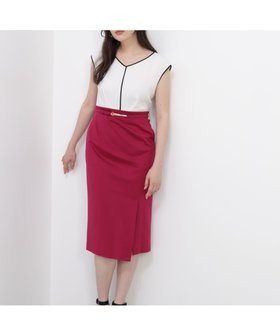 【ピンキーアンドダイアン/Pinky&Dianne】のバイカラーコンビワンピース 人気、トレンドファッション・服の通販 founy(ファニー) ファッション Fashion レディースファッション Fashion for Women ワンピース Dresses コンビ Combo, Combination Style サテン Satin, Glossy Fabric スタンダード Standard, Basic ストレッチ Stretch, Stretchy Fabric パイピング Piping, Trim Design ポケット Pocket, Pocket Detail エレガント 上品 Elegant |ID:prp329100004638136