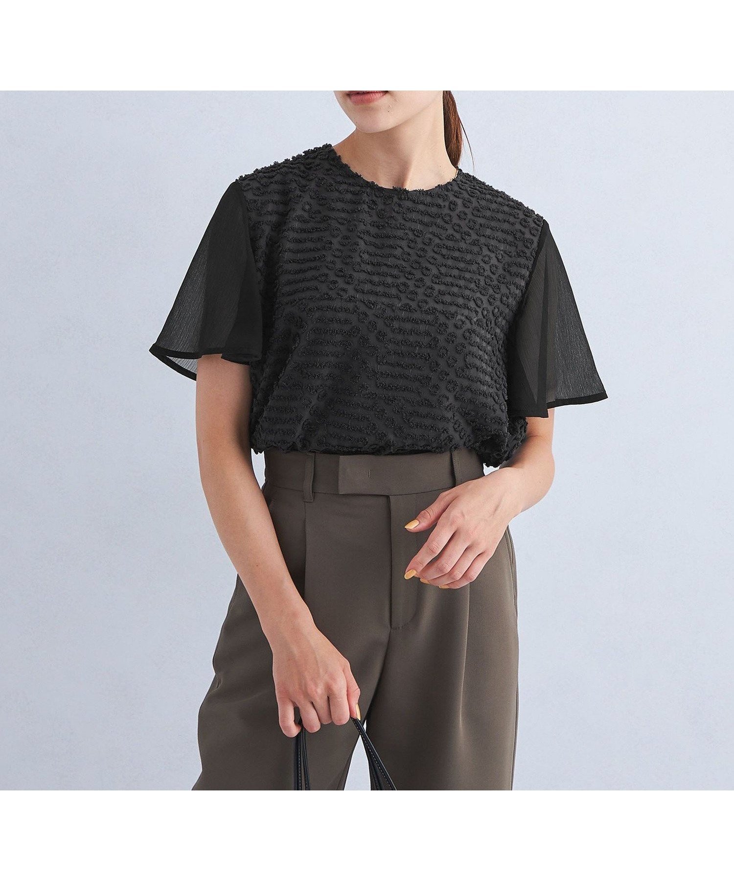 【ユナイテッドアローズ/UNITED ARROWS】のフリンジ ジャカード ブラウス インテリア・キッズ・メンズ・レディースファッション・服の通販 founy(ファニー) 　ファッション　Fashion　レディースファッション　Fashion for Women　トップス・カットソー　Cut & Sew Tops　シャツ・ブラウス・オフィスカジュアル　Elegant Blouses & Button-Ups　おすすめ　Recommended / Our Picks　シンプル　Simple, Minimal　ジャカード／ジャガード　Jacquard, Woven Pattern　フリンジ　Fringe, Tassel　モノトーン　Monotone, Black and White　ビジネス 仕事 通勤　Business / Work / Commuting　夏　Summer　DK.GRAY|ID: prp329100004638433 ipo3291000000033431097