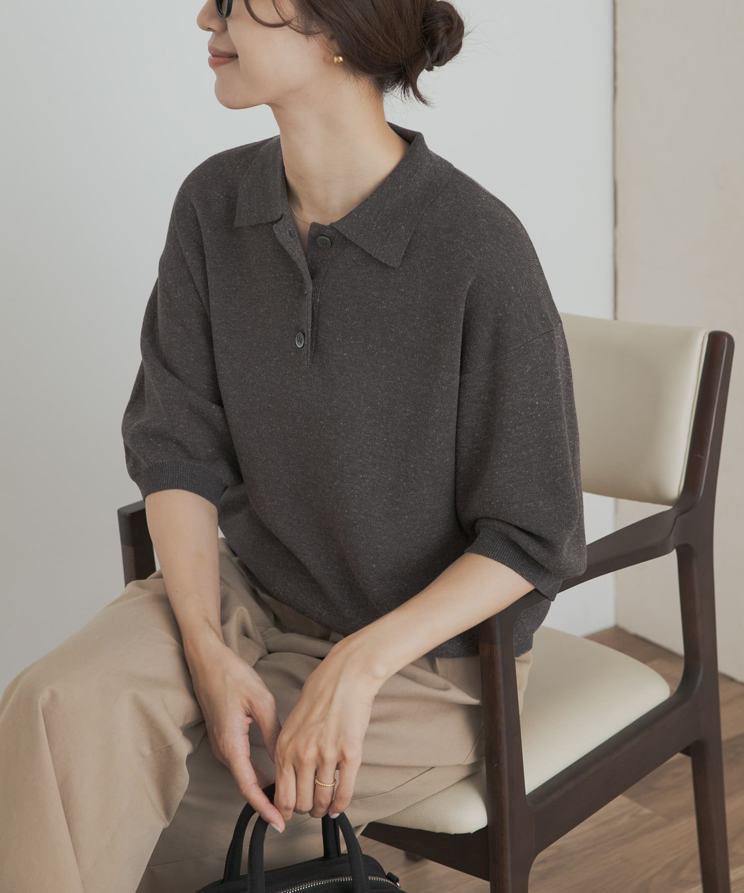 【アーバンリサーチ ドアーズ/URBAN RESEARCH DOORS】のニットポロシャツ インテリア・キッズ・メンズ・レディースファッション・服の通販 founy(ファニー) 　ファッション　Fashion　レディースファッション　Fashion for Women　トップス・カットソー　Cut & Sew Tops　ニット　Knit Tops & Sweaters　シャツ・ブラウス・オフィスカジュアル　Elegant Blouses & Button-Ups　ポロシャツ・きれいめカジュアル　Smart-Casual Polo Tops　2025年　2025　2025-2026秋冬・A/W　Autumn/Winter 2025–26 AW25–26　冬　Winter / This Winter　ショルダー　Shoulder, Shoulder Strap　ドロップ　Drop Shoulder, Dropped Style　ポロシャツ　Polo Shirt, Collared Tee　リラックス　Relax, Relaxed Fit　ルーズ　Loose, Oversized　エレガント 上品　Elegant　A/W・秋冬　Autumn/Winter　CHARCOAL|ID: prp329100004638552 ipo3291000000033864427