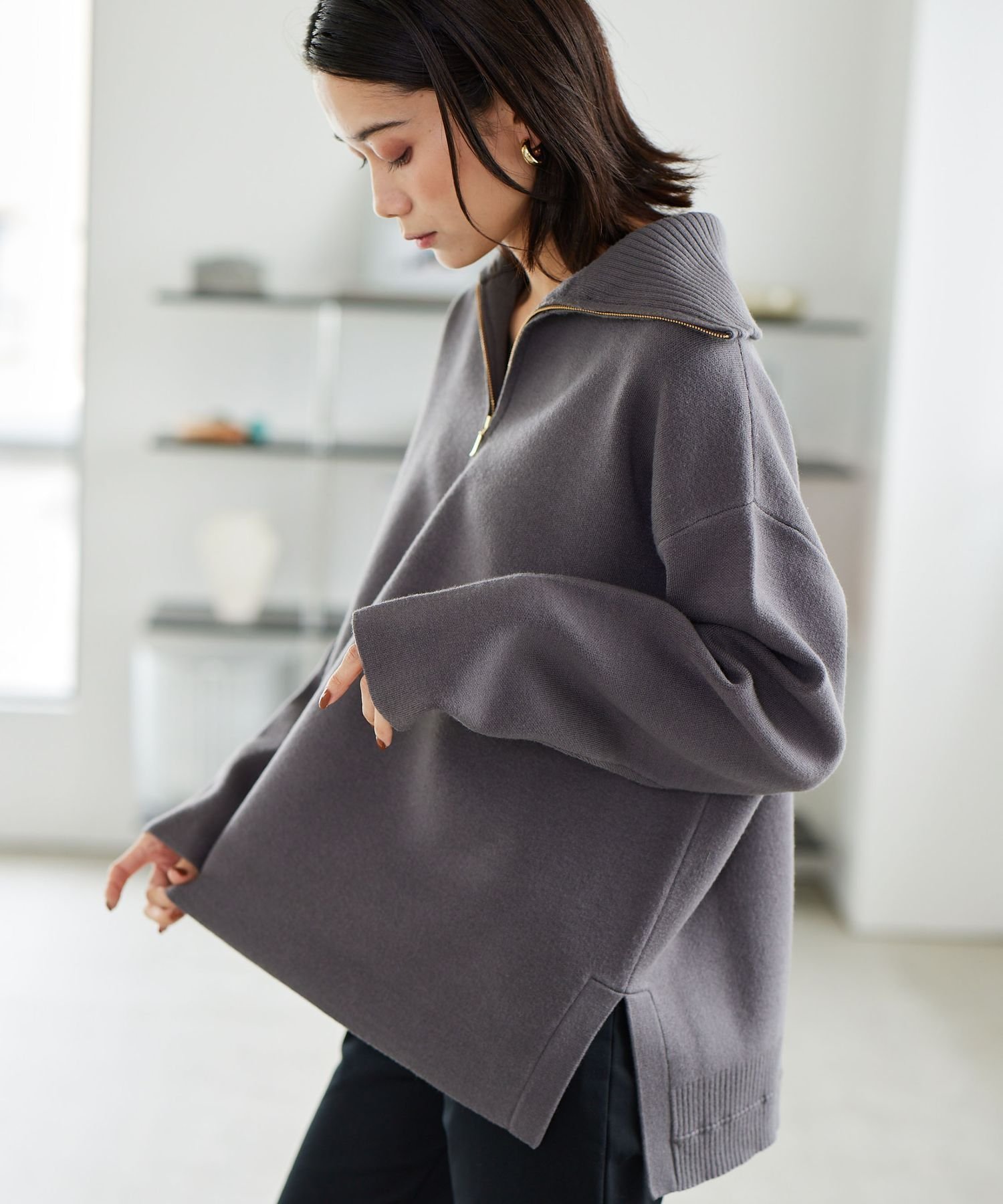 【バンヤードストーム/BARNYARDSTORM】のハーフZIPニット 人気、トレンドファッション・服の通販 founy(ファニー) 　ファッション　Fashion　レディースファッション　Fashion for Women　トップス・カットソー　Cut & Sew Tops　ニット　Knit Tops & Sweaters　おすすめ　Recommended / Our Picks　インナー　Innerwear　ショート　Short, Short Length　ストレッチ　Stretch, Stretchy Fabric　スポーティ　Sporty, Casual Athletic　スリット　Slit, Slit Detail　タイトスカート　Pencil Skirt, Tight Skirt　タートルネック　Turtleneck, High Neck　ハーフ　Half, Half-Length　レギンス　Leggings, Stretch Pants　ロング　Long, Long-Length　人気　Popular, Best Seller　 other-1|ID: prp329100004638575 ipo3291000000033432501