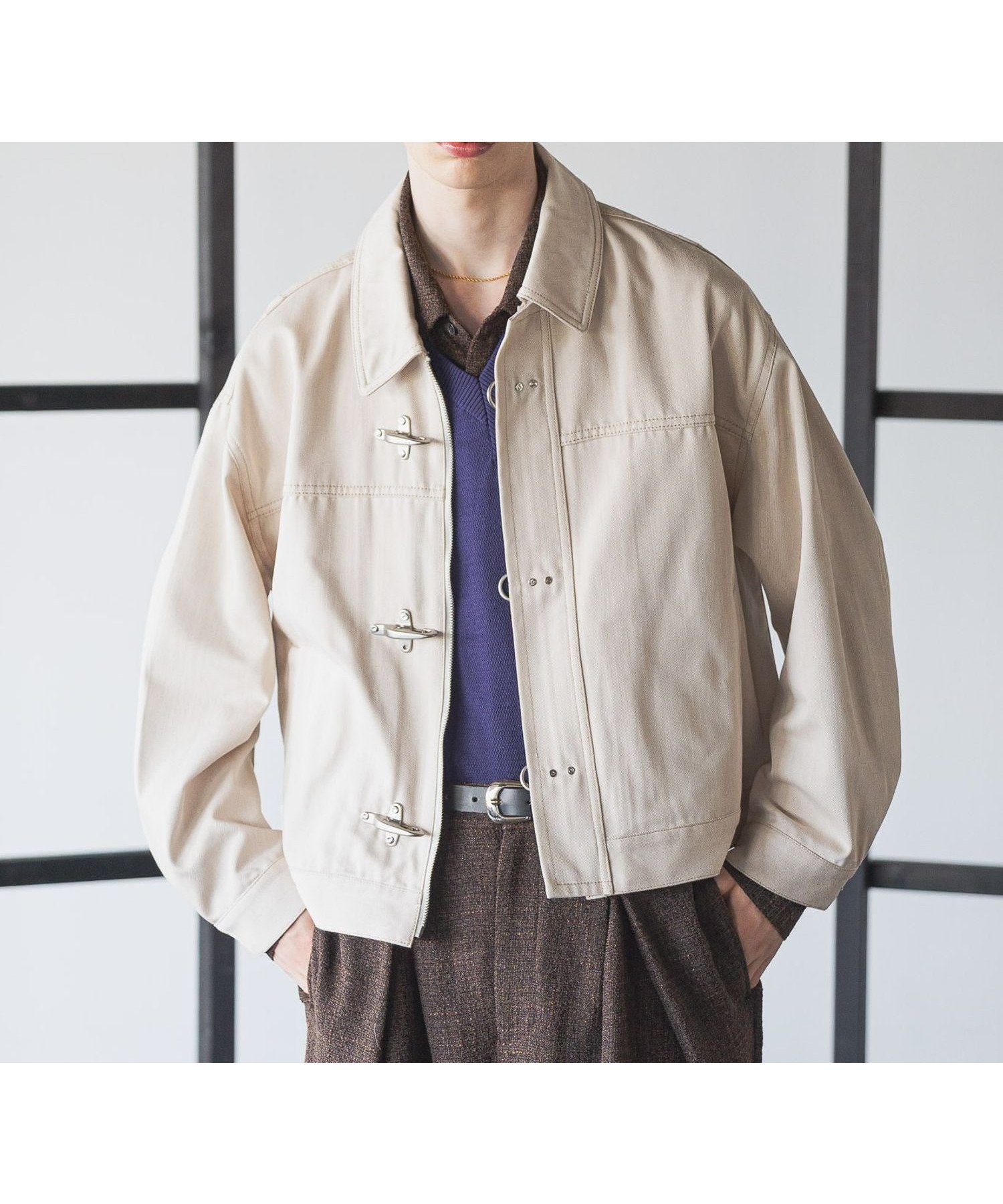 【ハレ/HARE / MEN】のファイヤーマンバックルデニムブルゾン インテリア・キッズ・メンズ・レディースファッション・服の通販 founy(ファニー) 　ファッション　Fashion　メンズファッション　Fashion for Men　インナー　Innerwear　コンパクト　Compact, Small Size　セットアップ　Set-Up, Coordinated Outfit　デニム　Denim, Jeans Material　フロント　Front, Front Design　ブルゾン　Blouson, Bomber Jacket　冬　Winter / This Winter　ホワイト05|ID: prp329100004638768 ipo3291000000033550487