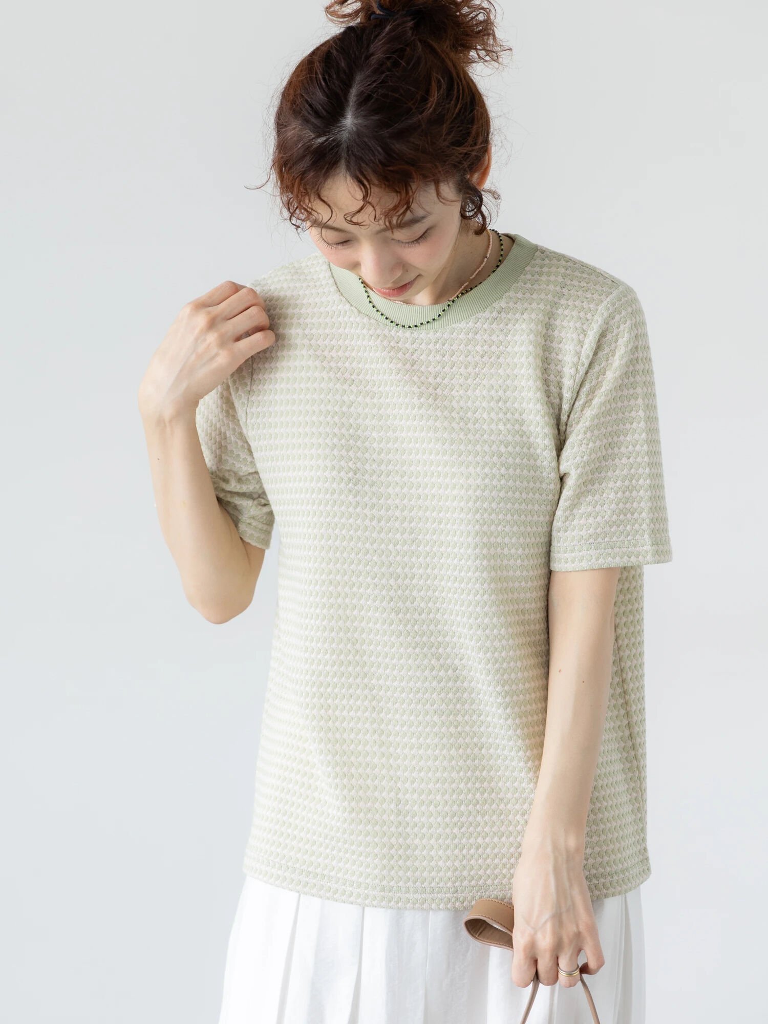 【テチチ/Te chichi】のハニカム柄カットジャカードトップス インテリア・キッズ・メンズ・レディースファッション・服の通販 founy(ファニー) 　ファッション　Fashion　レディースファッション　Fashion for Women　トップス・カットソー　Cut & Sew Tops　バランス　Balance, Style Balance　ベーシック　Basic, Essential　ミント|ID: prp329100004639000 ipo3291000000033437854
