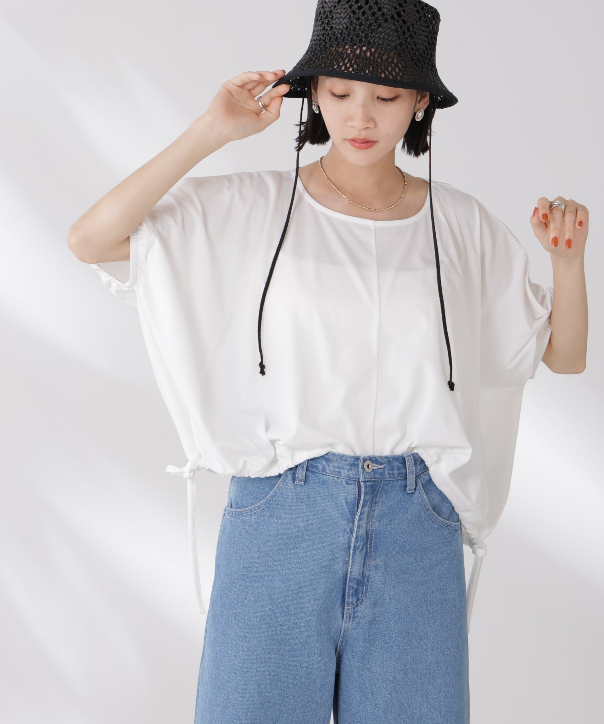 【ナノ ユニバース/nano universe】の吸水速乾抗菌防臭クロップドドロストトップス 人気、トレンドファッション・服の通販 founy(ファニー) 　ファッション　Fashion　レディースファッション　Fashion for Women　トップス・カットソー　Cut & Sew Tops　カットソー　Cut and Sewn Top　ギャザー　Gathered, Ruffled　クロップド　Cropped, Short Length　吸水　Absorbent, Quick-Dry　抗菌　Antibacterial, Bacteria-Resistant　シンプル　Simple, Minimal　デニム　Denim, Jeans Material　トレンド　Trend, Trending Now　ボトム　Bottoms, Lower Wear　夏　Summer　エレガント 上品　Elegant　2025年　2025　2025春夏・S/S　Spring/Summer 2025 SS25　 other-1|ID: prp329100004639001 ipo3291000000033437856