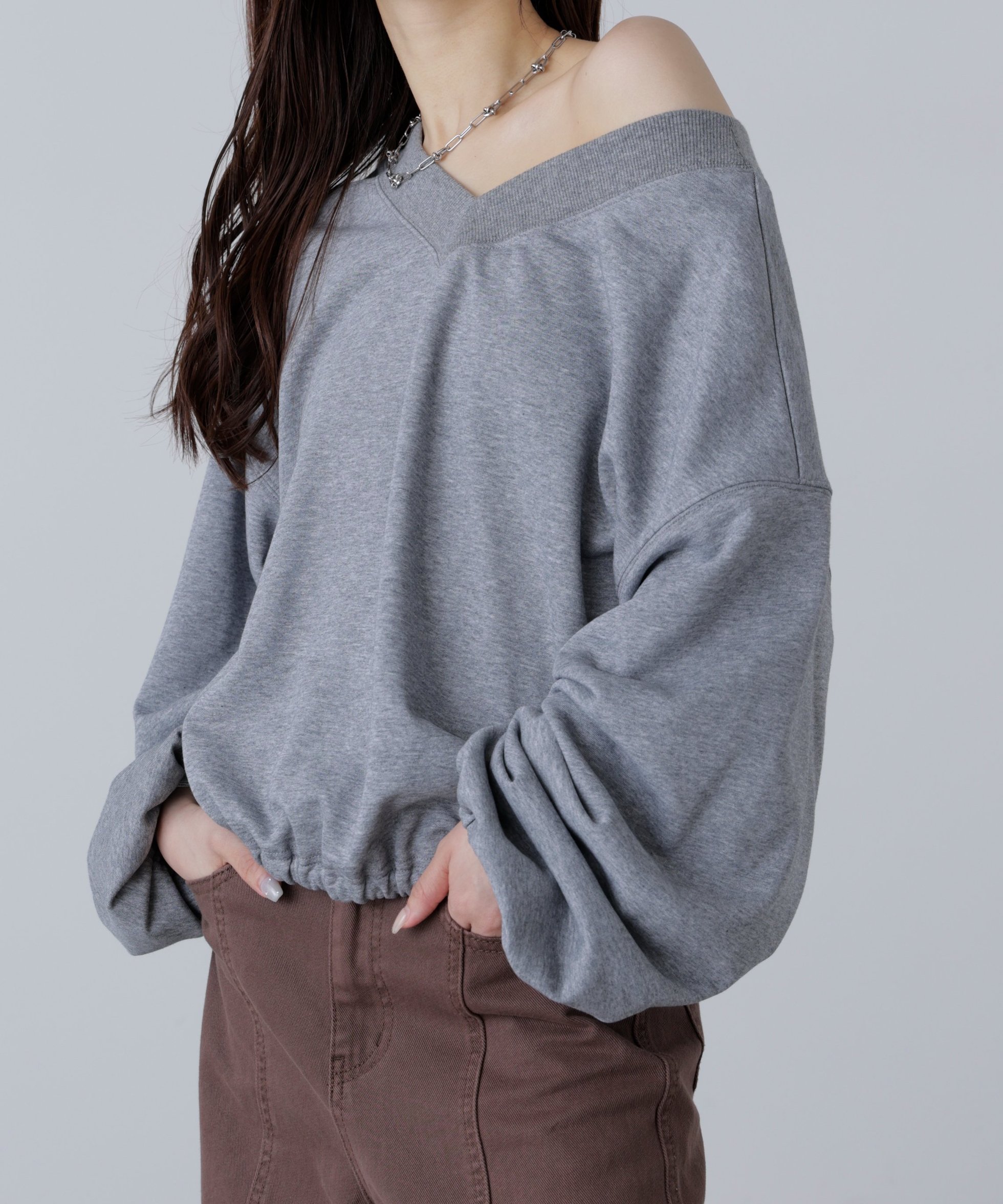 【フリーズマート/FREE'S MART】のルーズ2wayスウェット インテリア・キッズ・メンズ・レディースファッション・服の通販 founy(ファニー) 　ファッション　Fashion　レディースファッション　Fashion for Women　トップス・カットソー　Cut & Sew Tops　レディースパーカー・カジュアルフーディー　Casual Hoodies & Sweatshirts　スウェット・クルーネックトップス　Sweatshirts & Crewnecks / Relaxed Fit Sweat Tops　おすすめ　Recommended / Our Picks　スウェット / スエット　Sweatshirt, Sweatwear　バランス　Balance, Style Balance　ラウンド　Round, Round Neck　ルーズ　Loose, Oversized　グレー|ID: prp329100004639071 ipo3291000000033438446