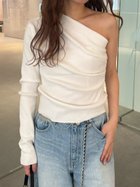 【リリーブラウン/Lily Brown】のワンショルダーデコルテニットトップス 人気、トレンドファッション・服の通販 founy(ファニー) ファッション Fashion レディースファッション Fashion for Women トップス・カットソー Cut & Sew Tops ニット Knit Tops & Sweaters デコルテ Décolleté, Neckline バランス Balance, Style Balance フィット Fit, Slim Fit ボーダー Border, Stripe 春 Spring 雑誌 Magazine, Fashion Magazine thumbnail WHT[001]|ID: prp329100004639382 ipo3291000000033442444