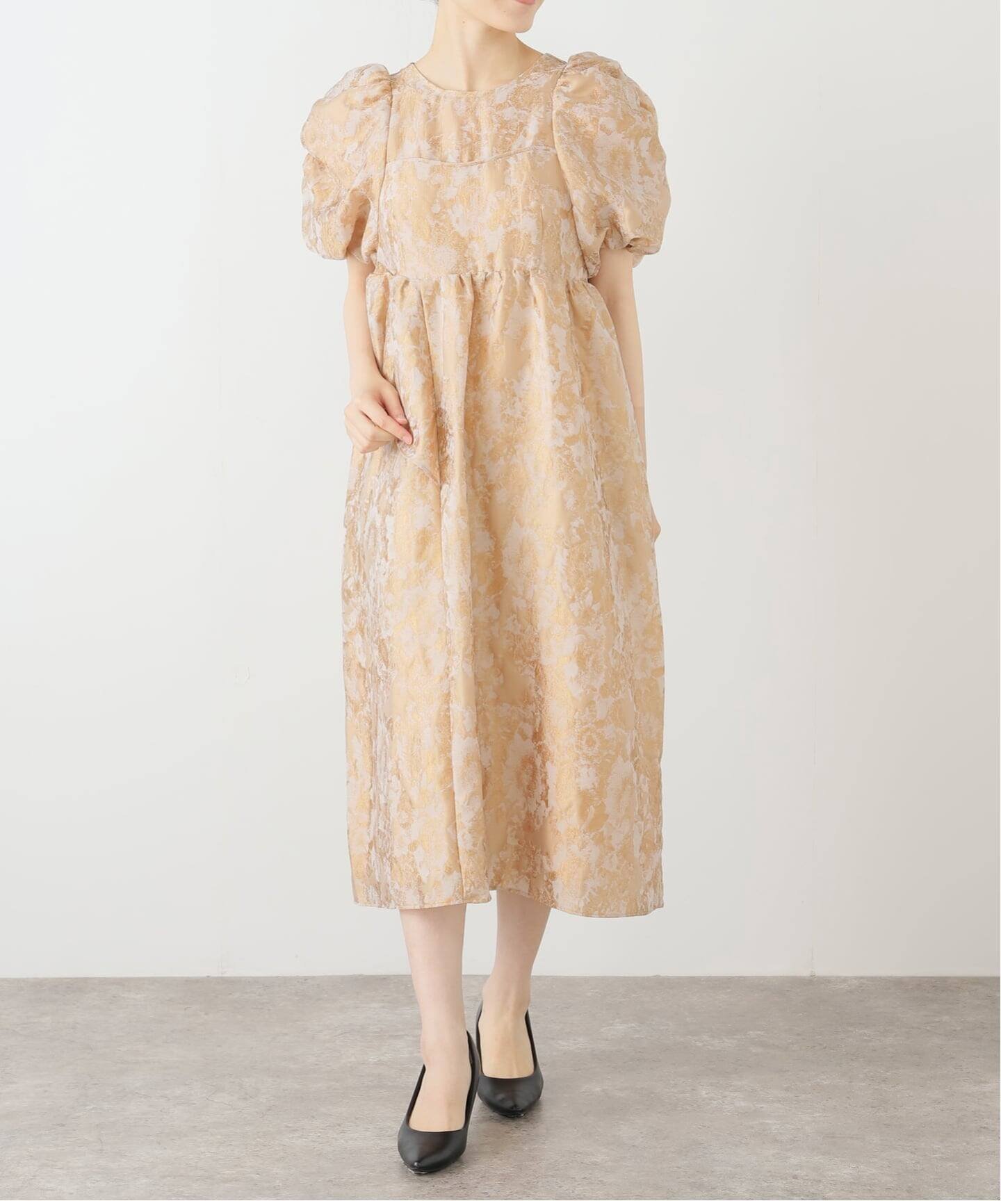 【ラ トータリテ/La TOTALITE】のジャカードドレス インテリア・キッズ・メンズ・レディースファッション・服の通販 founy(ファニー) 　ファッション　Fashion　レディースファッション　Fashion for Women　ワンピース　Dresses　フォーマル・パーティードレス・結婚式用ドレス　Elegant & Casual Dresses　ジャカード／ジャガード　Jacquard, Woven Pattern　ドレス　Dress, One-Piece　ベージュ|ID: prp329100004639512 ipo3291000000033443691