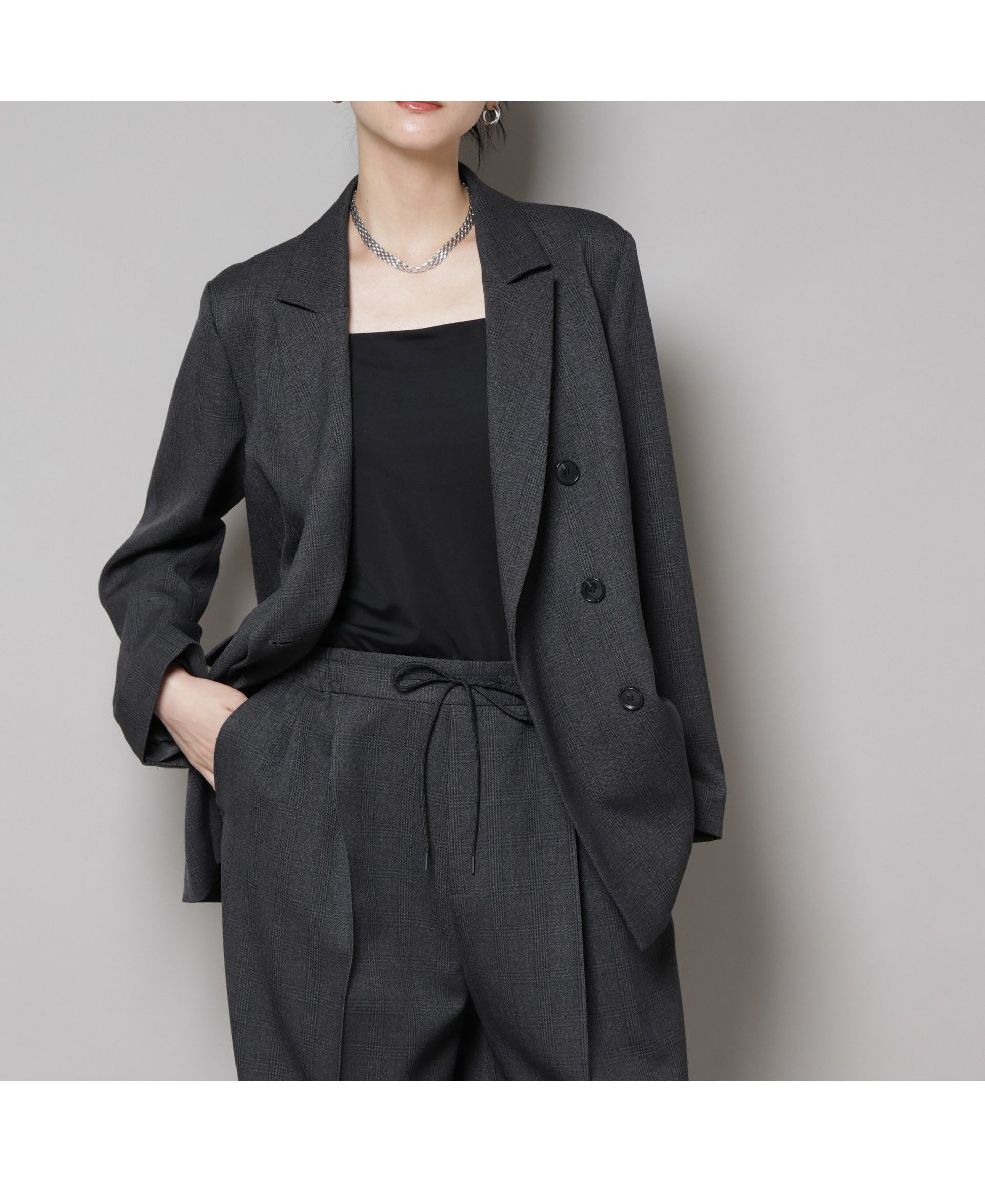 【ナノ ユニバース/nano universe】のストレッチサージチェックダブルジャケット(セットアップ可) 人気、トレンドファッション・服の通販 founy(ファニー) 　ファッション　Fashion　レディースファッション　Fashion for Women　アウター　Coat / Outerwear Collection　レディースジャケット・軽アウター　Jackets　ウォッシャブル　Machine Washable　ウォーム　Warm Fabric　秋　Autumn　クラシック　Classic, Timeless Style　ジャケット　Jacket, Outerwear　ストレッチ　Stretch, Stretchy Fabric　スラックス　Slacks, Dress Pants　セットアップ　Set-Up, Coordinated Outfit　タイトスカート　Pencil Skirt, Tight Skirt　ダブル　Double, Double-Breasted　チェック　Check, Plaid, Tartan　ファブリック　Fabric, Textile　フォーマル　Formal, Dressy　フラップ　Flap, Flap Pocket　ポケット　Pocket, Pocket Detail　マニッシュ　Mannish, Boyish　モダン　Modern, Contemporary　レース　Lace, Lace Fabric　おすすめ　Recommended / Our Picks　2025年　2025　2025-2026秋冬・A/W　Autumn/Winter 2025–26 AW25–26　 other-1|ID: prp329100004639561 ipo3291000000033443983