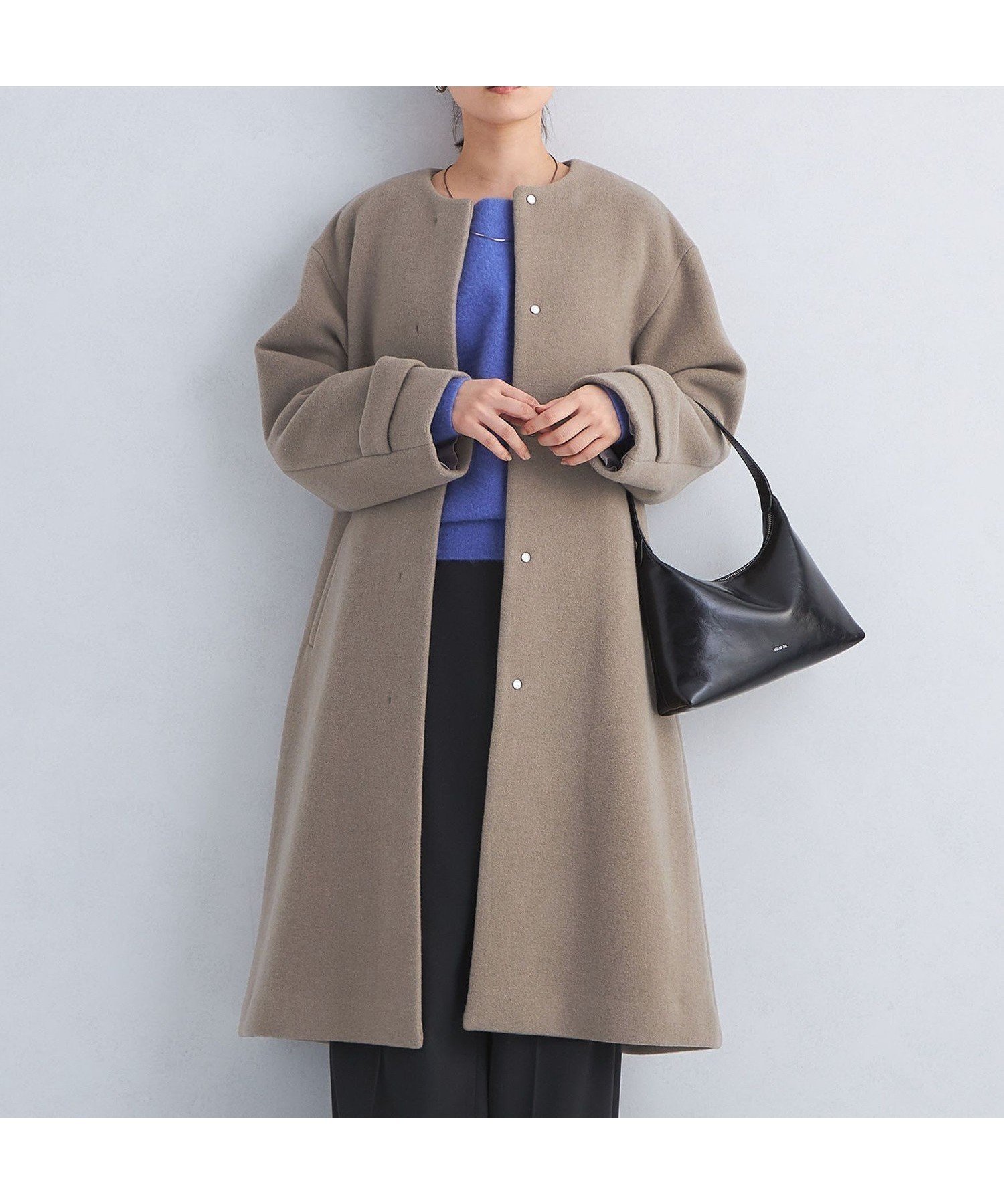 【ユナイテッドアローズ/UNITED ARROWS】のsize SHORT/TALLあり SENTDALE WOOL セントデールウール ノーカラー コート インテリア・キッズ・メンズ・レディースファッション・服の通販 founy(ファニー) 　ファッション　Fashion　レディースファッション　Fashion for Women　アウター　Coat / Outerwear Collection　コート・ロングコート・ピーコート　Long Coats, Peacoats & More　ウェーブ　Wavy Pattern　秋　Autumn　スリット　Slit, Slit Detail　センター　Center, Center Line　タートルネック　Turtleneck, High Neck　ドット　Polka Dot, Dot Pattern　ハイネック　High Neck, Mock Neck　フロント　Front, Front Design　マフラー　Scarf, Muffler　ミドル　Middle Length, Mid Height　メルトン　Melton, Heavy Wool　アウトレット　Outlet / Clearance　おすすめ　Recommended / Our Picks　バラクラバ　Balaclava　エレガント 上品　Elegant　クリスマス X'mas　Christmas / X'mas　ギフト プレゼント　Gift / Present　ビジネス 仕事 通勤　Business / Work / Commuting　MOCA|ID: prp329100004639602 ipo3291000000034237324