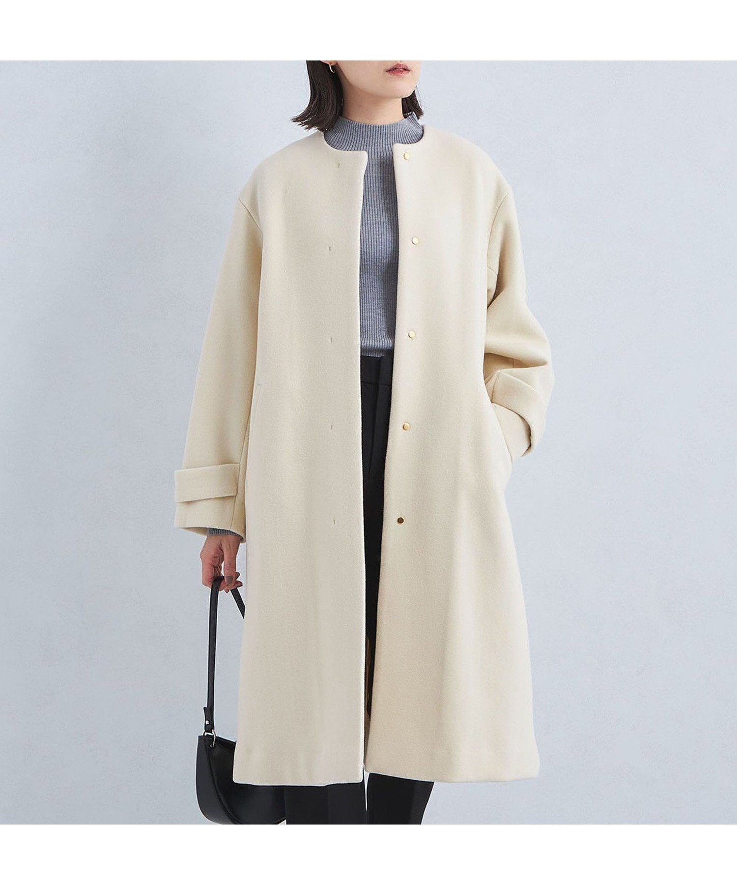 【ユナイテッドアローズ/UNITED ARROWS】のsize SHORT/TALLあり SENTDALE WOOL セントデールウール ノーカラー コート インテリア・キッズ・メンズ・レディースファッション・服の通販 founy(ファニー) 　ファッション　Fashion　レディースファッション　Fashion for Women　アウター　Coat / Outerwear Collection　コート・ロングコート・ピーコート　Long Coats, Peacoats & More　ウェーブ　Wavy Pattern　秋　Autumn　スリット　Slit, Slit Detail　センター　Center, Center Line　タートルネック　Turtleneck, High Neck　ドット　Polka Dot, Dot Pattern　ハイネック　High Neck, Mock Neck　フロント　Front, Front Design　マフラー　Scarf, Muffler　ミドル　Middle Length, Mid Height　メルトン　Melton, Heavy Wool　アウトレット　Outlet / Clearance　おすすめ　Recommended / Our Picks　バラクラバ　Balaclava　エレガント 上品　Elegant　クリスマス X'mas　Christmas / X'mas　ギフト プレゼント　Gift / Present　ビジネス 仕事 通勤　Business / Work / Commuting　その他1|ID: prp329100004639602 ipo3291000000034237327