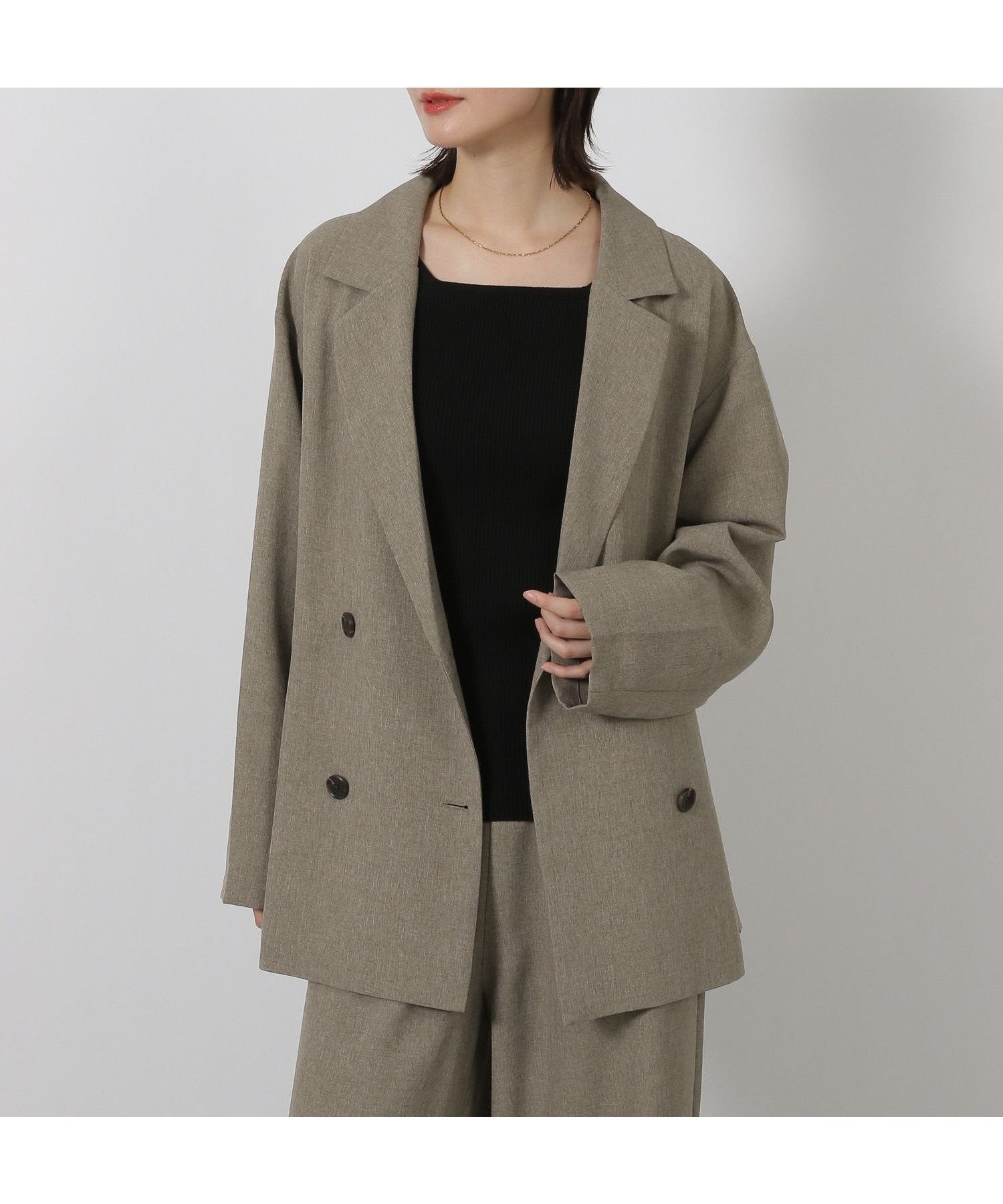 【ラコレ/LAKOLE】のダブルテーラードジャケット インテリア・キッズ・メンズ・レディースファッション・服の通販 founy(ファニー) 　ファッション　Fashion　レディースファッション　Fashion for Women　アウター　Coat / Outerwear Collection　レディースジャケット・軽アウター　Jackets　テーラードジャケット / 通勤・きれいめスタイル　Tailored Jackets & Blazers　おすすめ　Recommended / Our Picks　セットアップ　Set-Up, Coordinated Outfit　デニム　Denim, Jeans Material　モカ|ID: prp329100004639651 ipo3291000000033975932