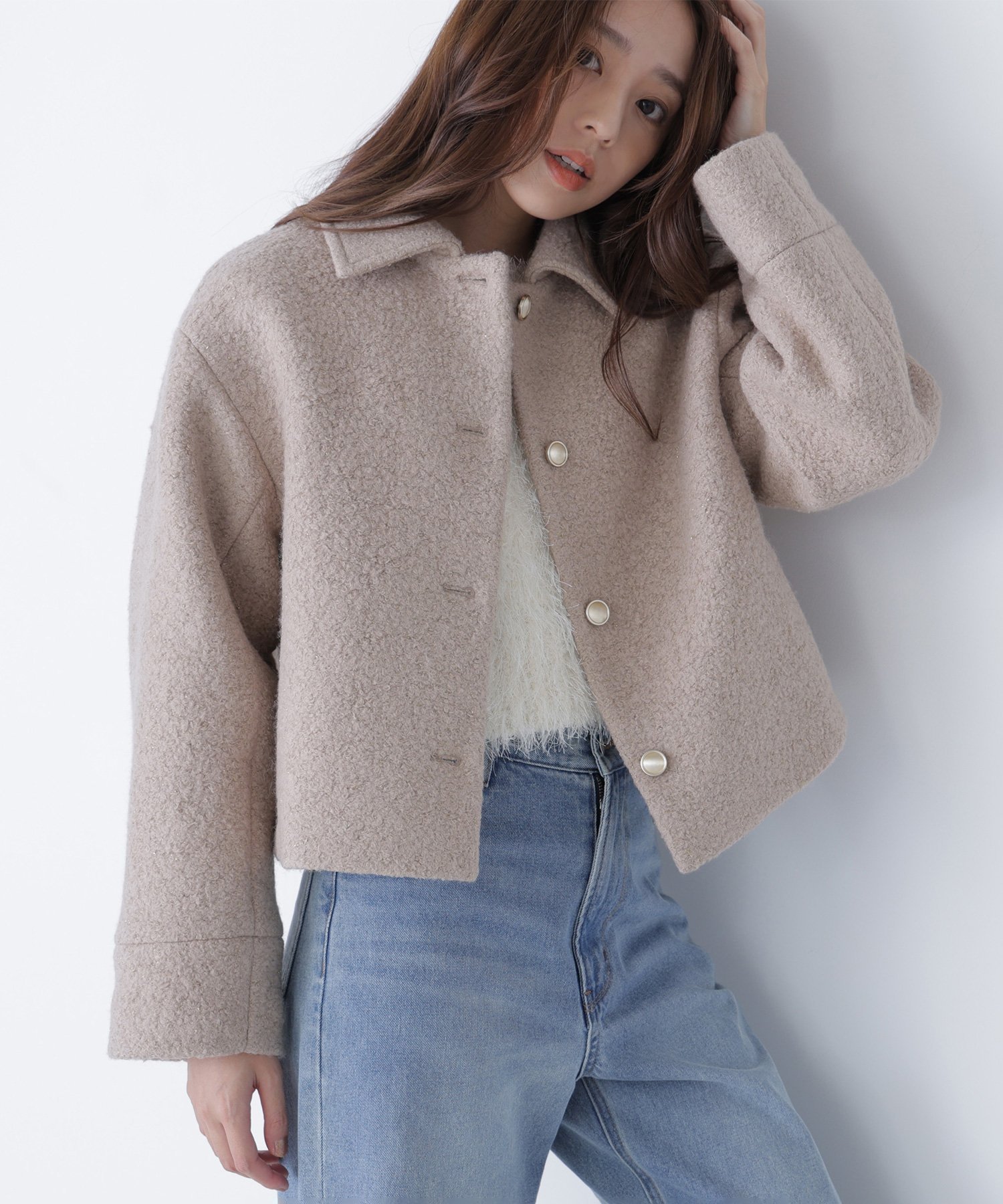 【ナチュラル ビューティー ベーシック/NATURAL BEAUTY BASIC】のステンカラーショートブルゾン インテリア・キッズ・メンズ・レディースファッション・服の通販 founy(ファニー) 　ファッション　Fashion　レディースファッション　Fashion for Women　アウター　Coat / Outerwear Collection　ブルゾンジャケット・スポーティアウター　Blouson Jackets　コンパクト　Compact, Small Size　トレンド　Trend, Trending Now　ミックス　Mix, Mixed Style　ベージュ|ID: prp329100004639682 ipo3291000000033445053