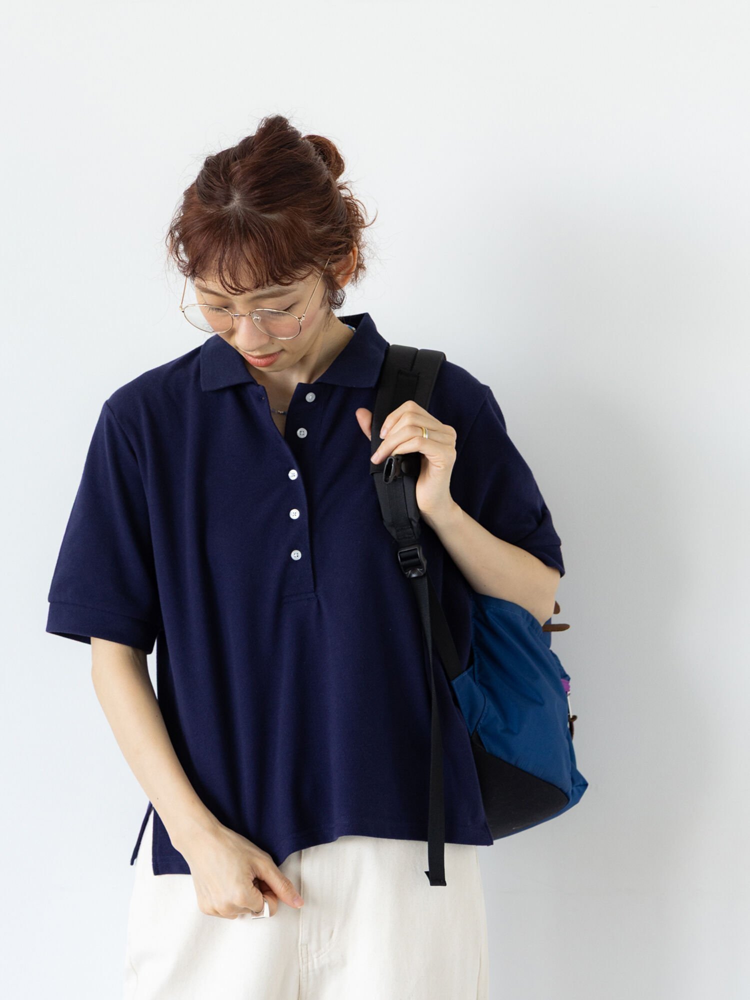 【テチチ/Te chichi】の鹿の子ポロシャツ インテリア・キッズ・メンズ・レディースファッション・服の通販 founy(ファニー) 　ファッション　Fashion　レディースファッション　Fashion for Women　トップス・カットソー　Cut & Sew Tops　シャツ・ブラウス・オフィスカジュアル　Elegant Blouses & Button-Ups　ポロシャツ・きれいめカジュアル　Smart-Casual Polo Tops　シンプル　Simple, Minimal　スポーティ　Sporty, Casual Athletic　ポロシャツ　Polo Shirt, Collared Tee　鹿の子　Piqué, Kanoko Fabric　ネイビー|ID: prp329100004639726 ipo3291000000033445563