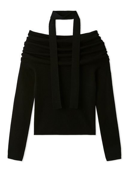 【フレイ アイディー/FRAY I.D】のウールアクリルオフショルプルオーバーニット 人気、トレンドファッション・服の通販 founy(ファニー) 　ファッション　Fashion　レディースファッション　Fashion for Women　トップス・カットソー　Cut & Sew Tops　ニット　Knit Tops & Sweaters　カジュアルプルオーバー・ニットトップス　Pullovers & Knit Tops / Casual Pullovers　アクリル　Acrylic Material　エレガント 上品　Elegant　ショルダー　Shoulder, Shoulder Strap　シンプル　Simple, Minimal　スマート　Smart, Elegant　デコルテ　Décolleté, Neckline　デニム　Denim, Jeans Material　トレンド　Trend, Trending Now　ドレープ　Drape, Draping Fabric　人気　Popular, Best Seller　ボウタイ　Bow Tie, Neck Bow　ワイド　Wide, Wide Fit　 other-1|ID: prp329100004639787 ipo3291000000033446413