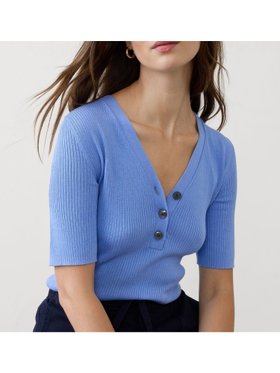 【バナナリパブリック ファクトリーストア/BANANA REPUBLIC FACTORY STORE】のBANANA REPUBLIC FACTORY STORE リブ編み ヘンリートップ 人気、トレンドファッション・服の通販 founy(ファニー) ファッション Fashion レディースファッション Fashion for Women センター Center, Center Line プリント Print, Printed Pattern 無地 Plain, Solid Color |ID:prp329100004639802