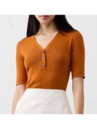 【バナナリパブリック ファクトリーストア/BANANA REPUBLIC FACTORY STORE】のBANANA REPUBLIC FACTORY STORE リブ編み ヘンリートップ 人気、トレンドファッション・服の通販 founy(ファニー) ファッション Fashion レディースファッション Fashion for Women センター Center, Center Line プリント Print, Printed Pattern 無地 Plain, Solid Color thumbnail ORANGE_01|ID: prp329100004639802 ipo3291000000033556542