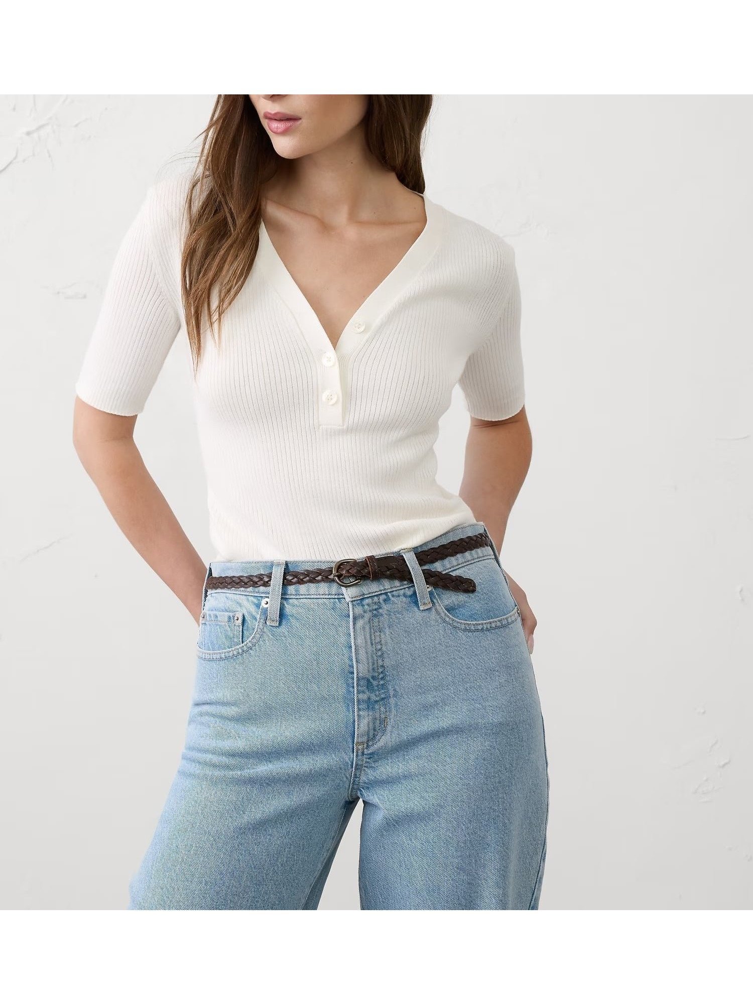 【バナナリパブリック ファクトリーストア/BANANA REPUBLIC FACTORY STORE】のBANANA REPUBLIC FACTORY STORE リブ編み ヘンリートップ インテリア・キッズ・メンズ・レディースファッション・服の通販 founy(ファニー) 　ファッション　Fashion　レディースファッション　Fashion for Women　センター　Center, Center Line　プリント　Print, Printed Pattern　無地　Plain, Solid Color　SNOW_DAY|ID: prp329100004639802 ipo3291000000033556544
